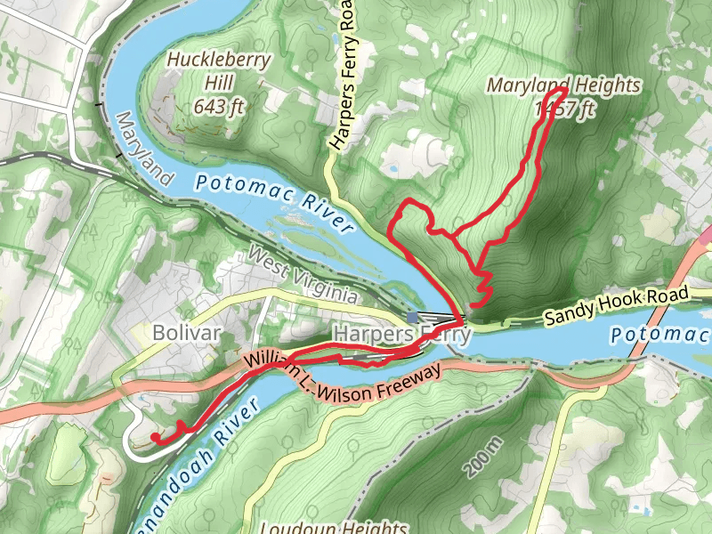 Lower Town, Stone Fort and Maryland Heights Loop Trail