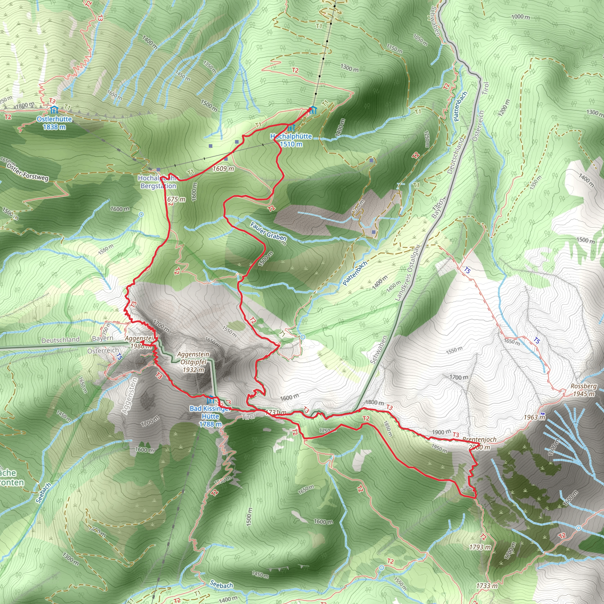 Aggenstein and Brentenjoch Loop via Pfronten-Steinach mobile static map