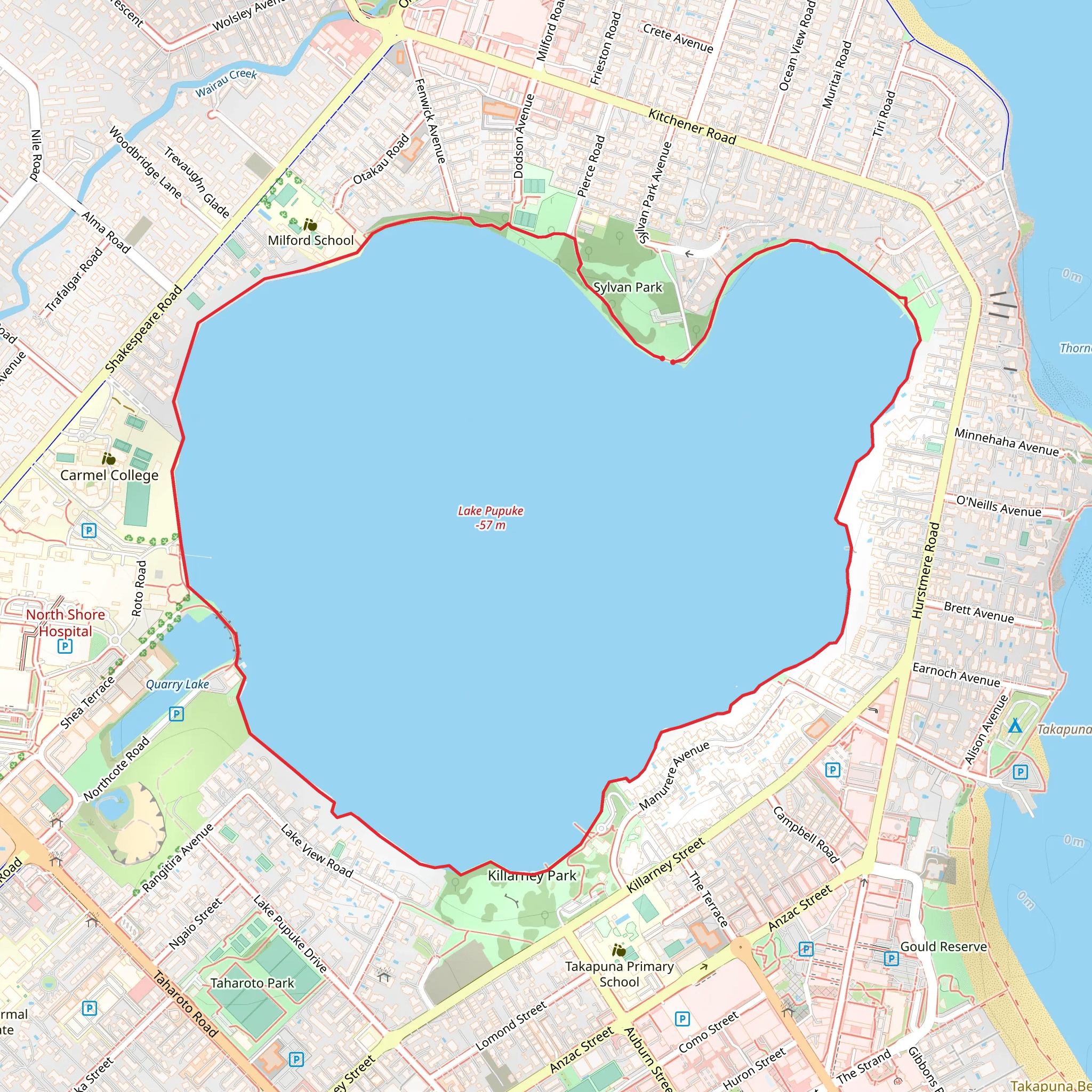 Lake Pupuke Paddle mobile static map