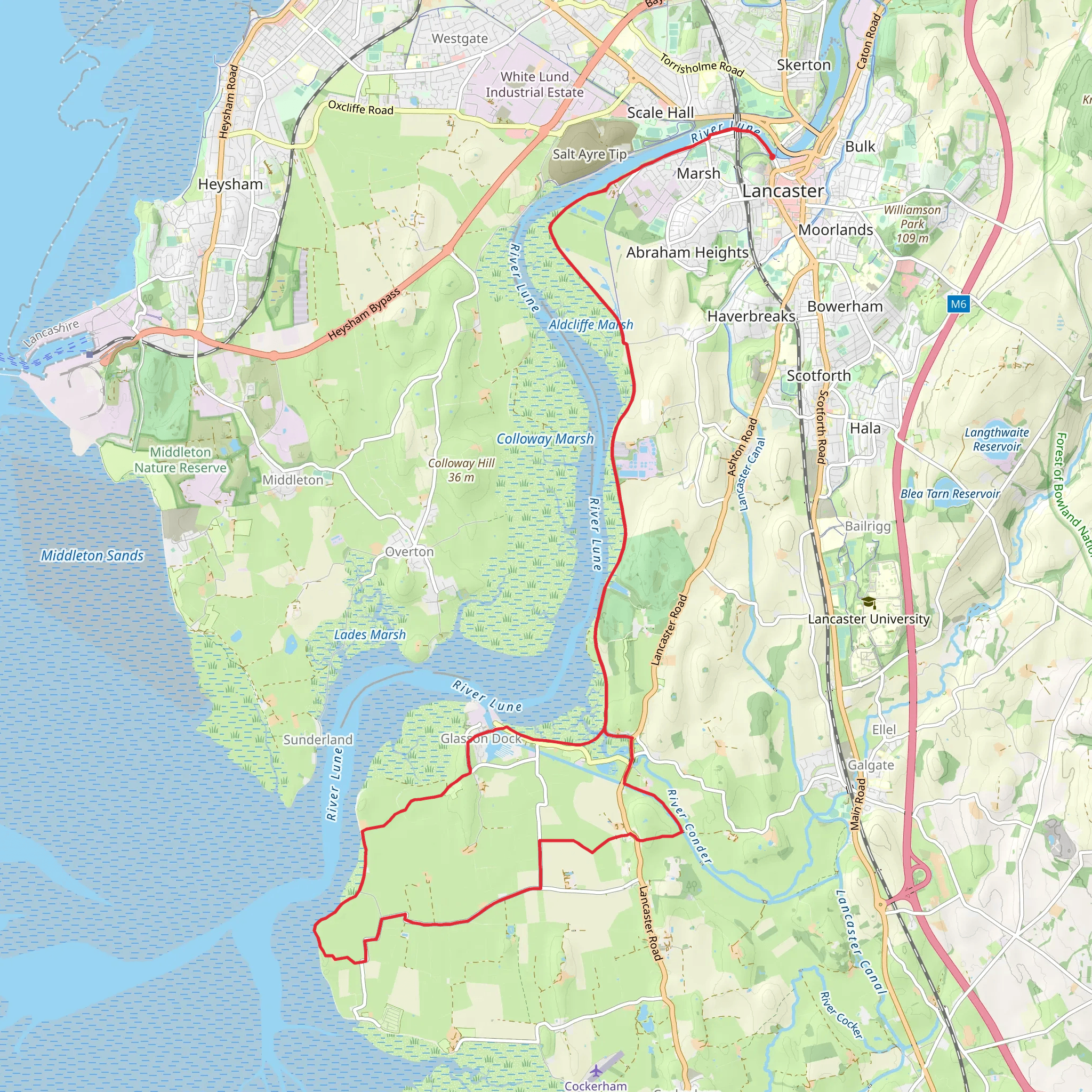 Lune Estuary Footpath mobile static map