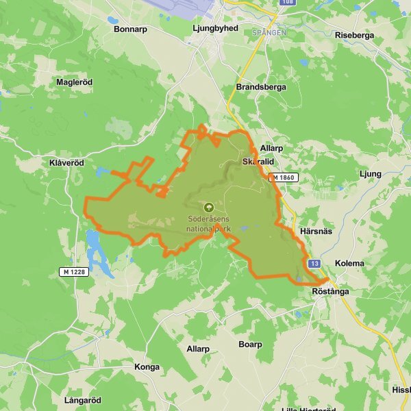 Söderåsen National Park mobile static map