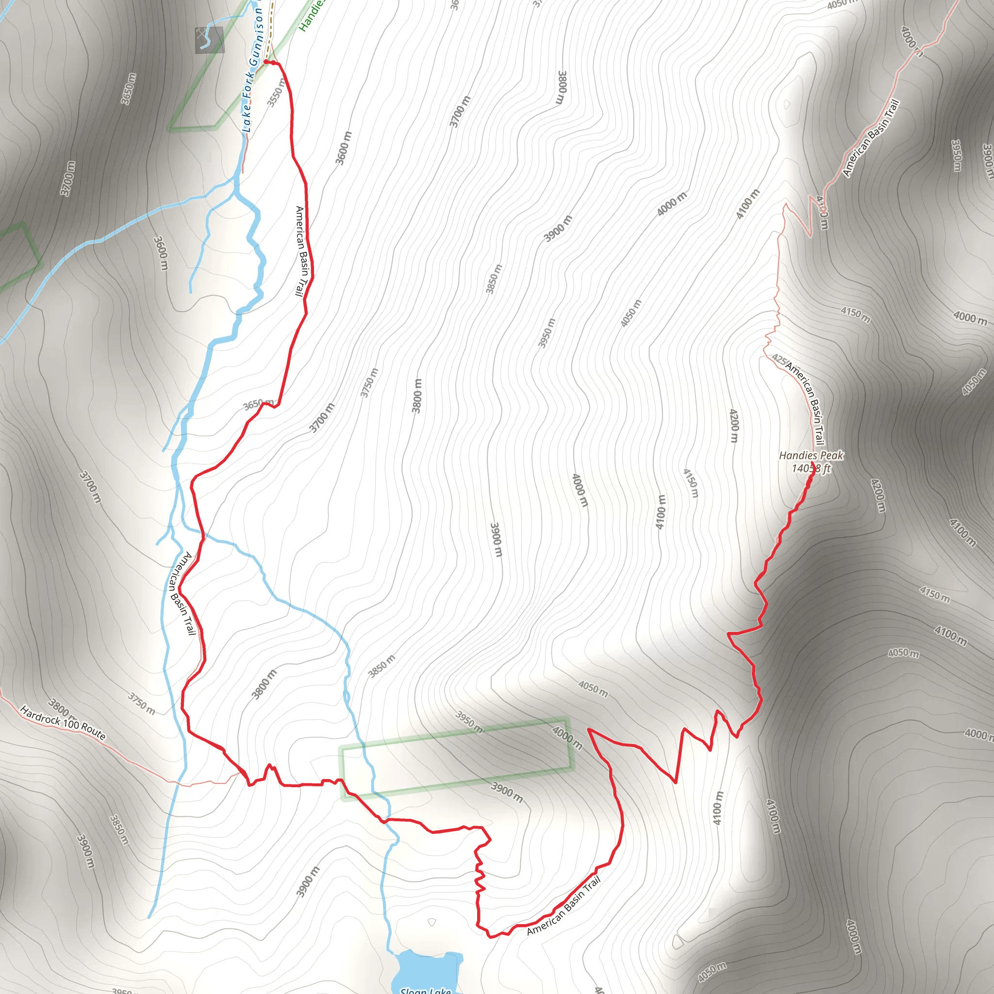 Handies Peak Trail mobile static map