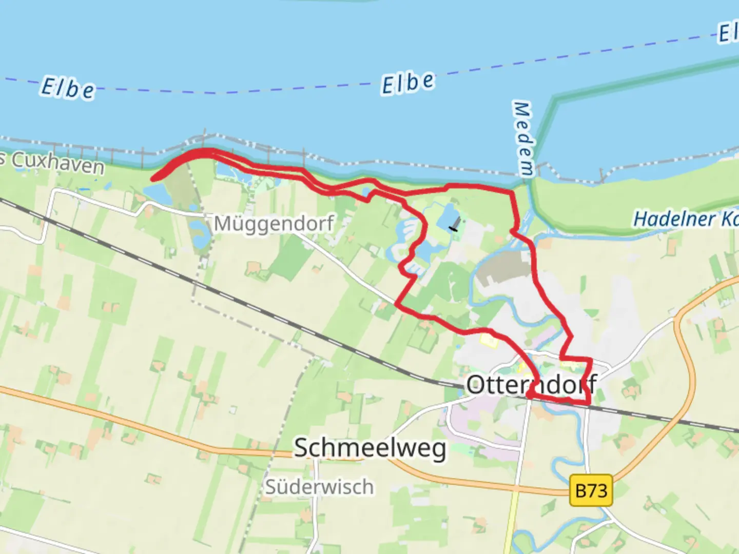 An image depicting the trail Otterndorf to Hahn Blinksee Loop and its surrounding area.
