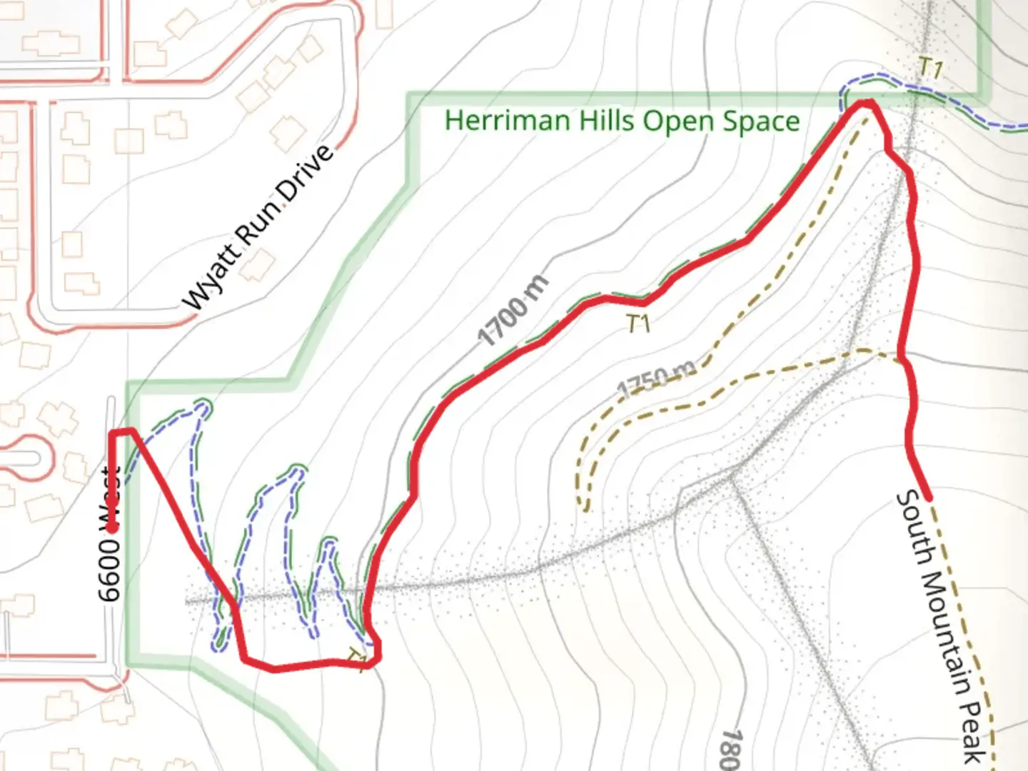 An image depicting the trail Bonneville Shoreline Trail and South Mountain Peak Trail and its surrounding area.