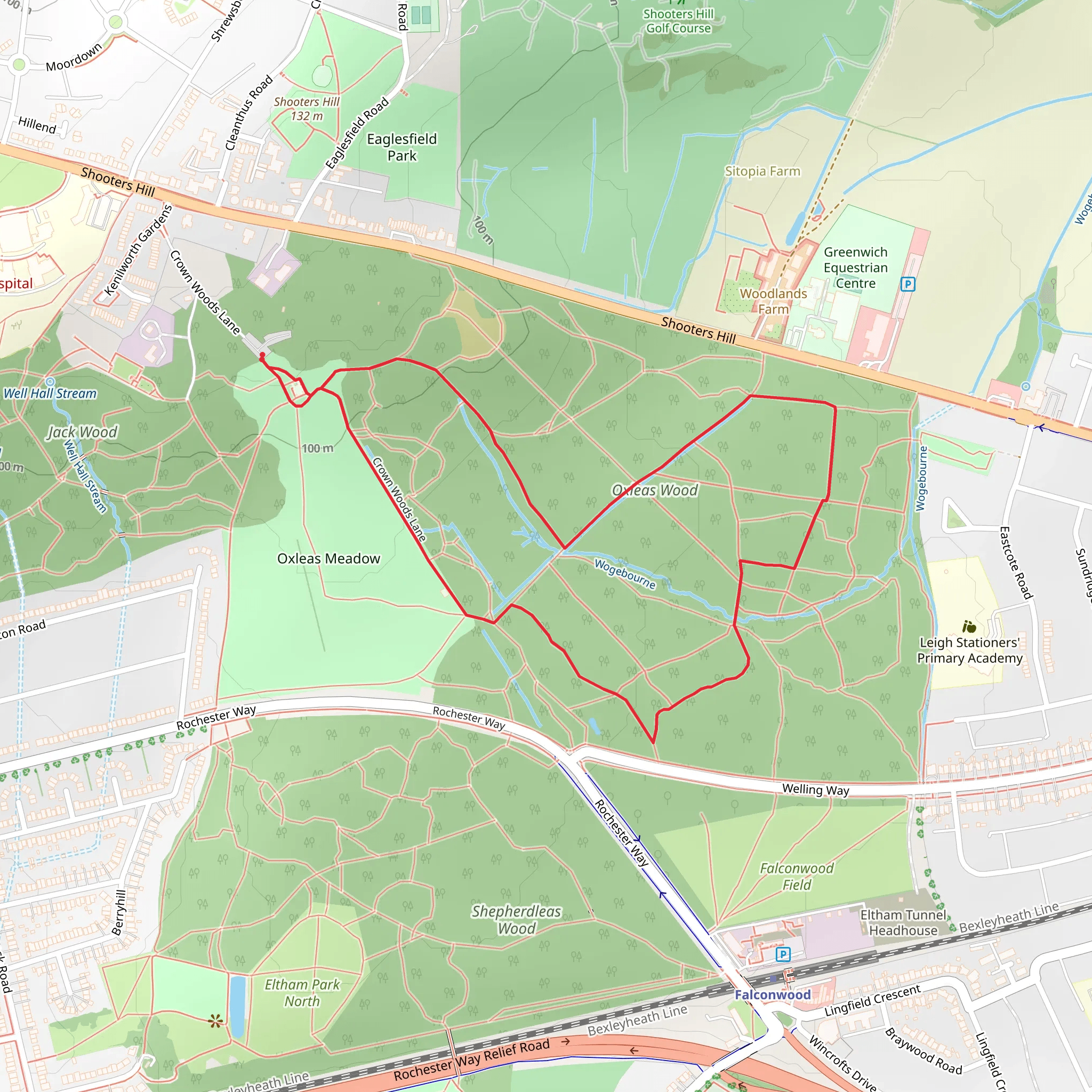 Oxleas Wood mobile static map