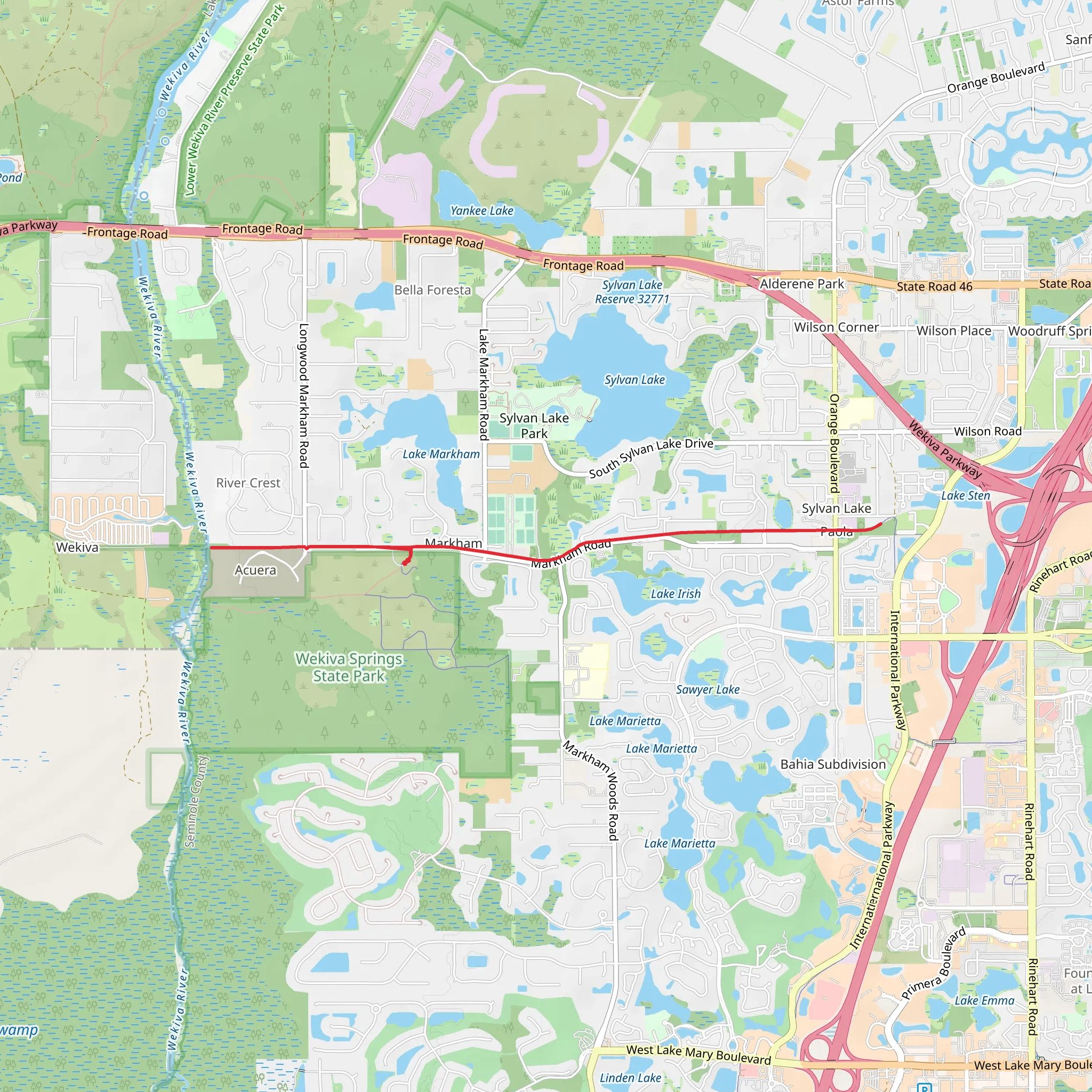 Seminole Wekiva Trail Out and Back mobile static map