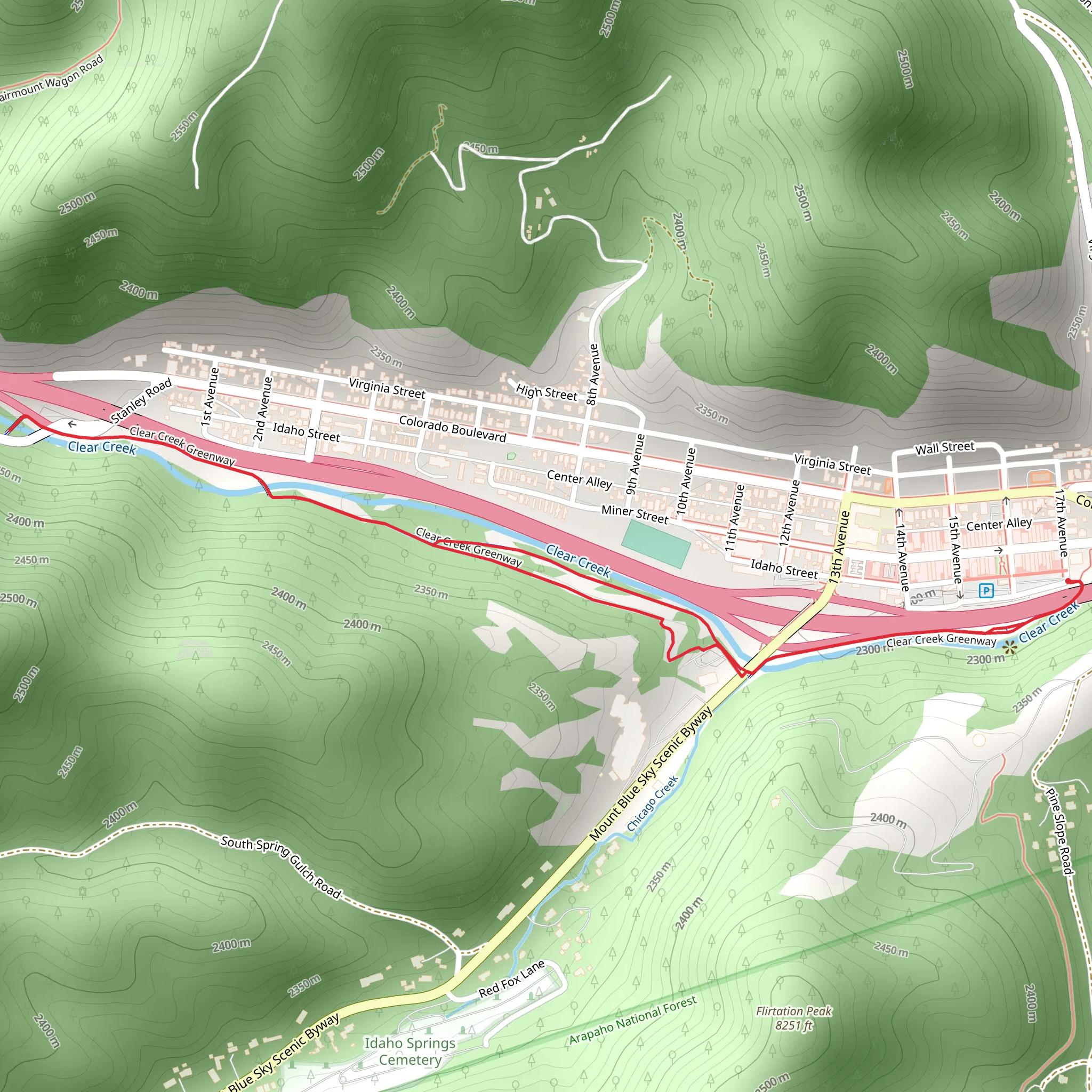 Clear Creek Greenway mobile static map