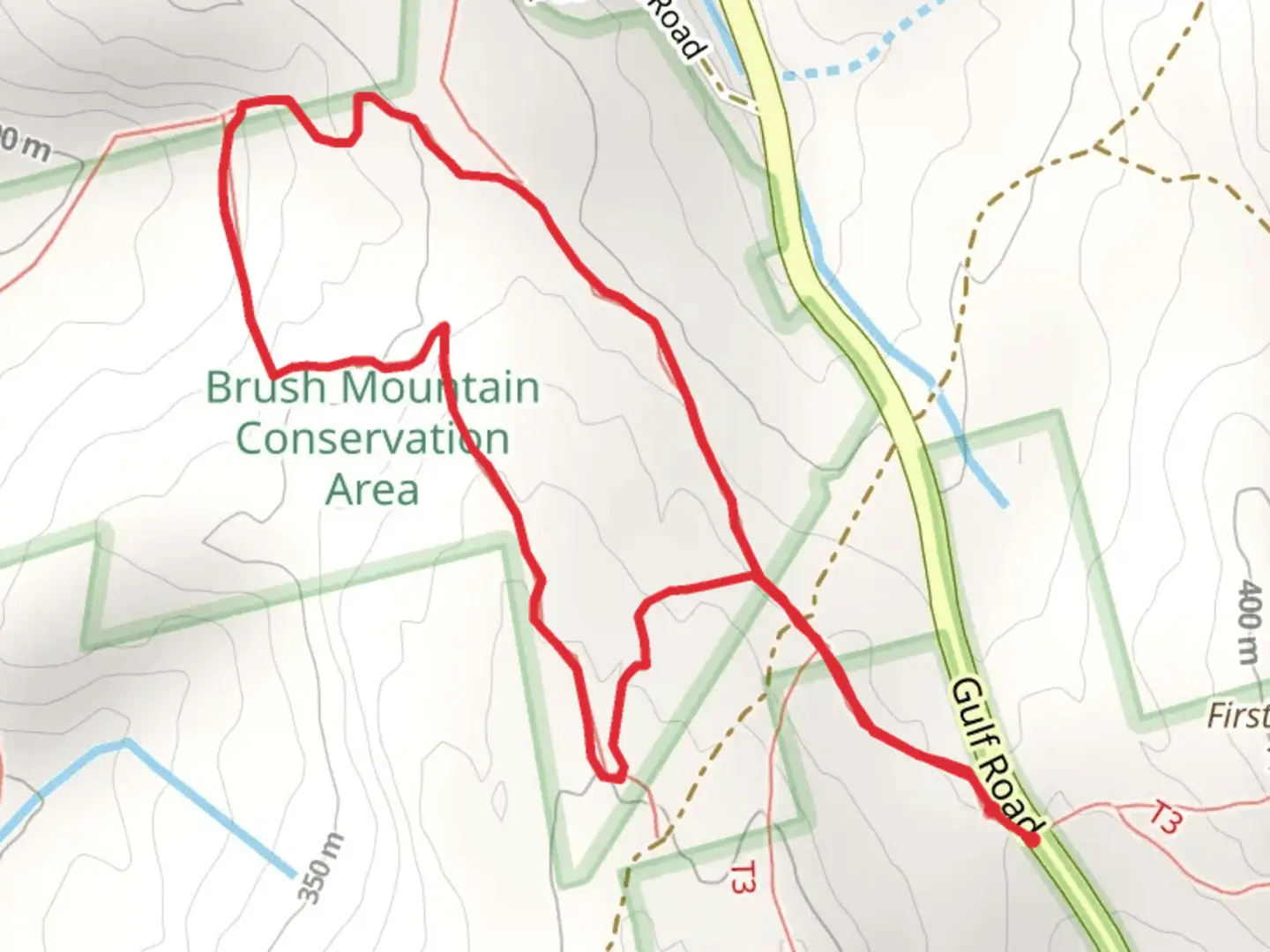 An image depicting the trail Gulf Road Loop and its surrounding area.