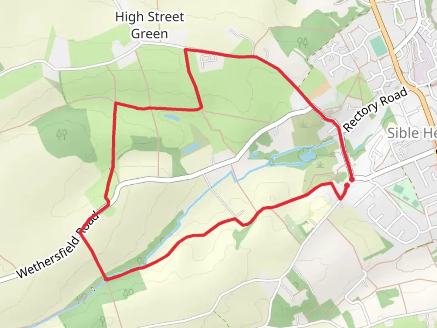 An image depicting the trail Sible Hedingham Loop and its surrounding area.