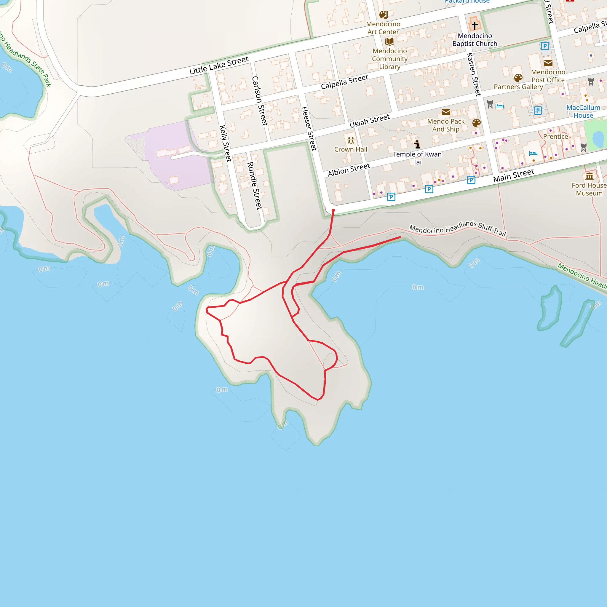 Mendocino Headlines Bluff Loop Trail mobile static map
