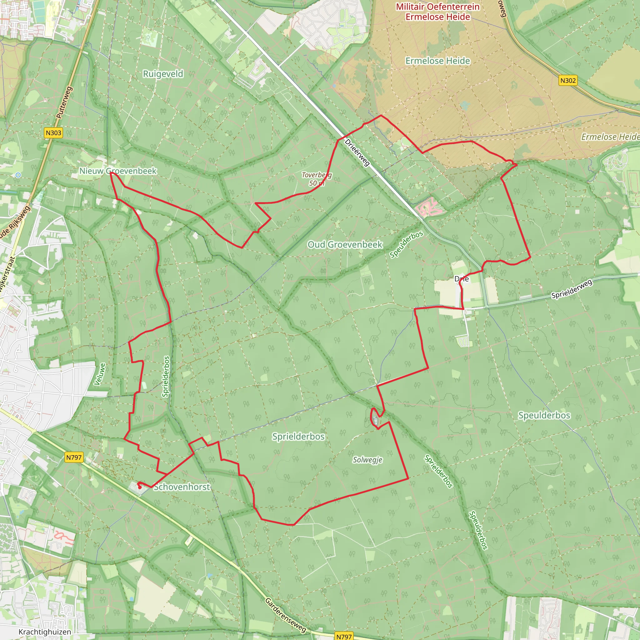 Sprielderbosch, Speulderbosch and Bezoekerscentrum Loop mobile static map