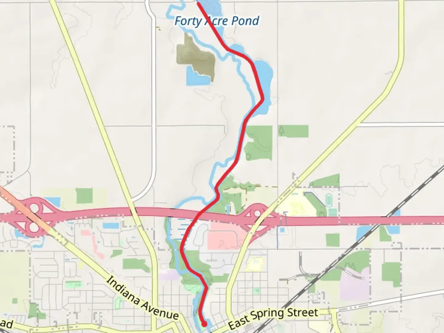 An image depicting the trail Forty Acre Pond via Buckeye Trail and its surrounding area.