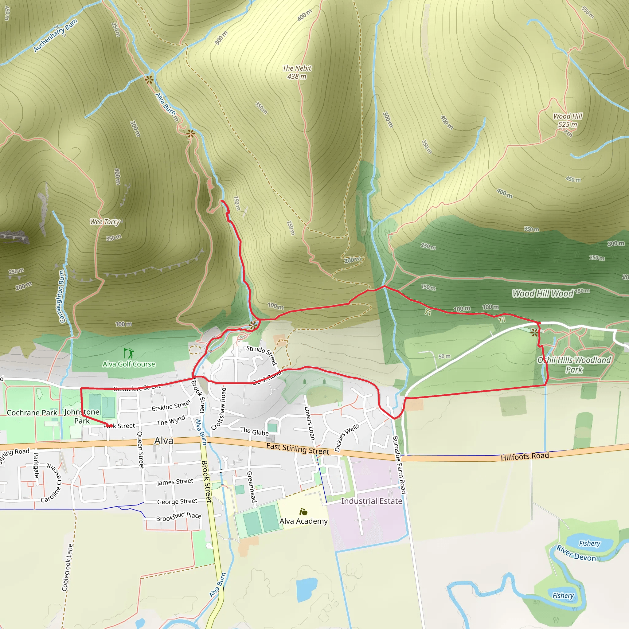 Alva, Alva Glen and Wood Hill mobile static map