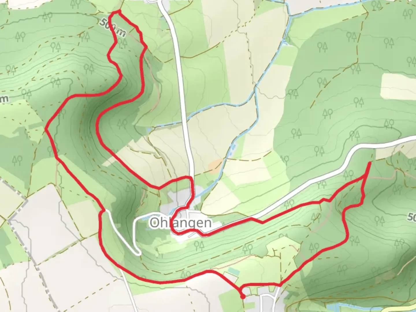 An image depicting the trail Thalmaessing K 4 and 8 Loop and its surrounding area.