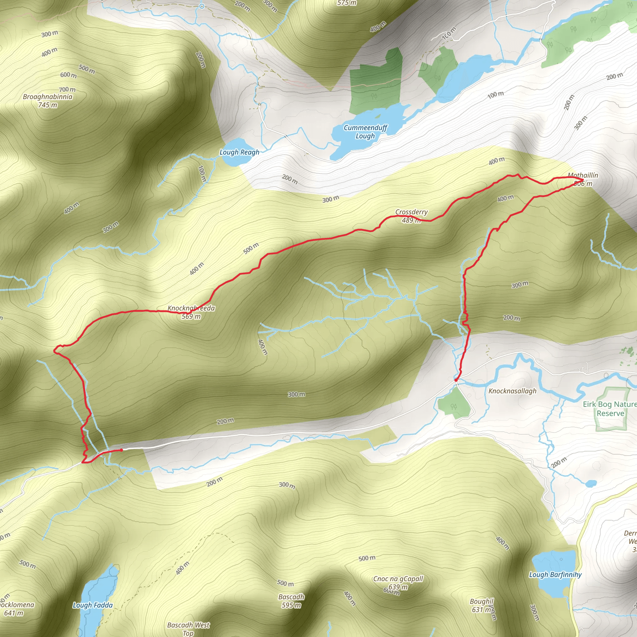 Knocknabreeda and Mothaillín via Crossderry Mountain mobile static map