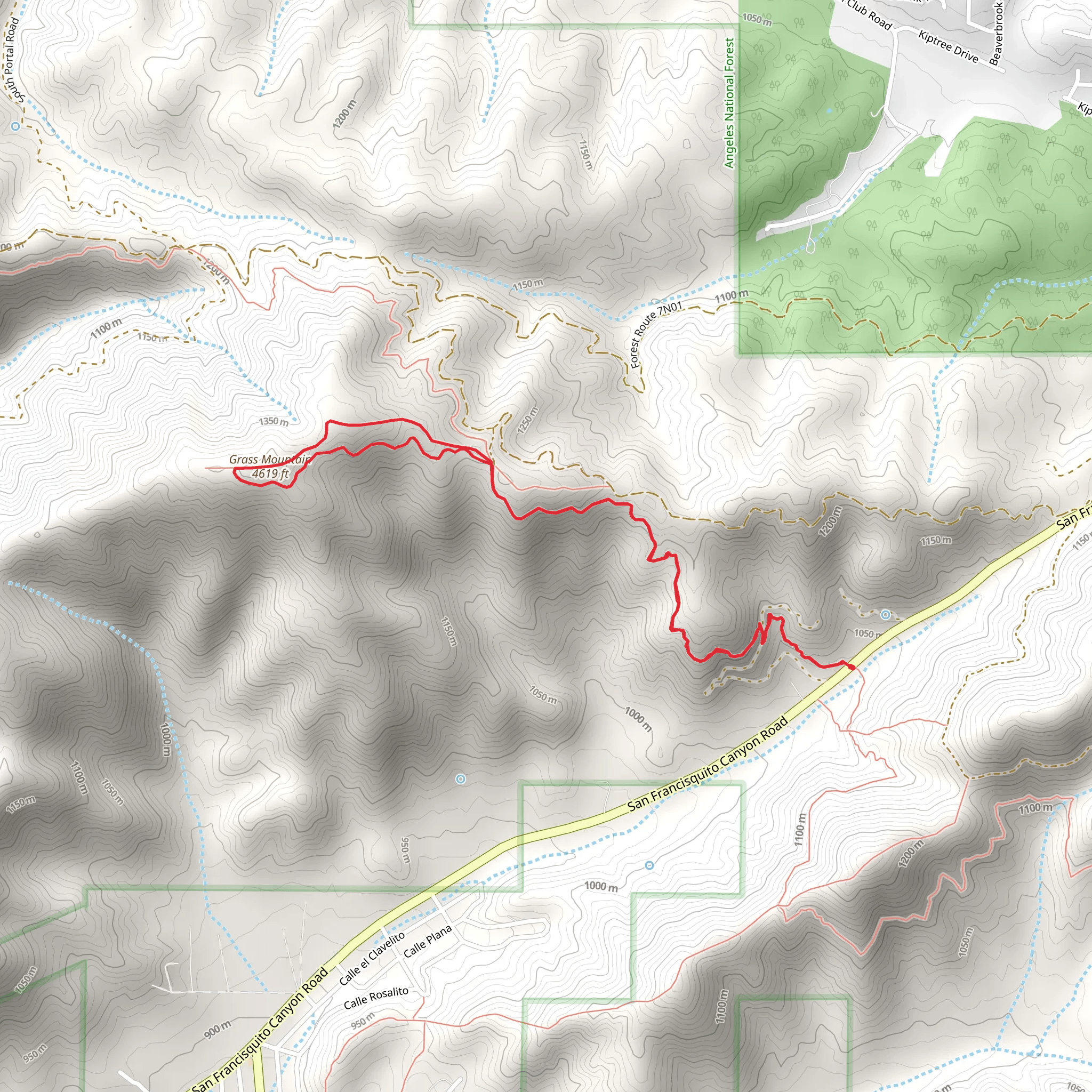 Grass Mountain Loop via Firebreak and PCT mobile static map