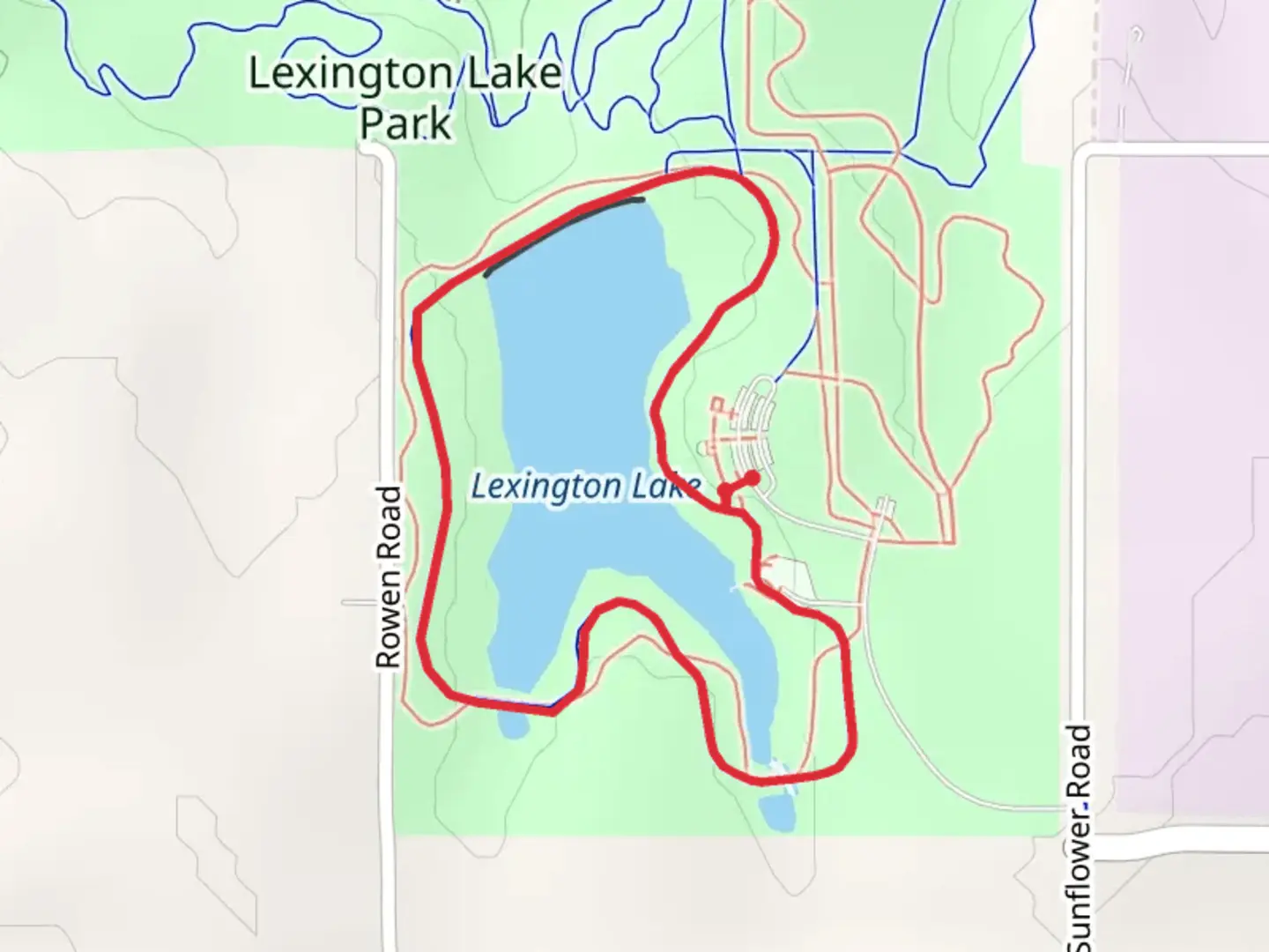 An image depicting the trail Lexington Lake Loop and its surrounding area.