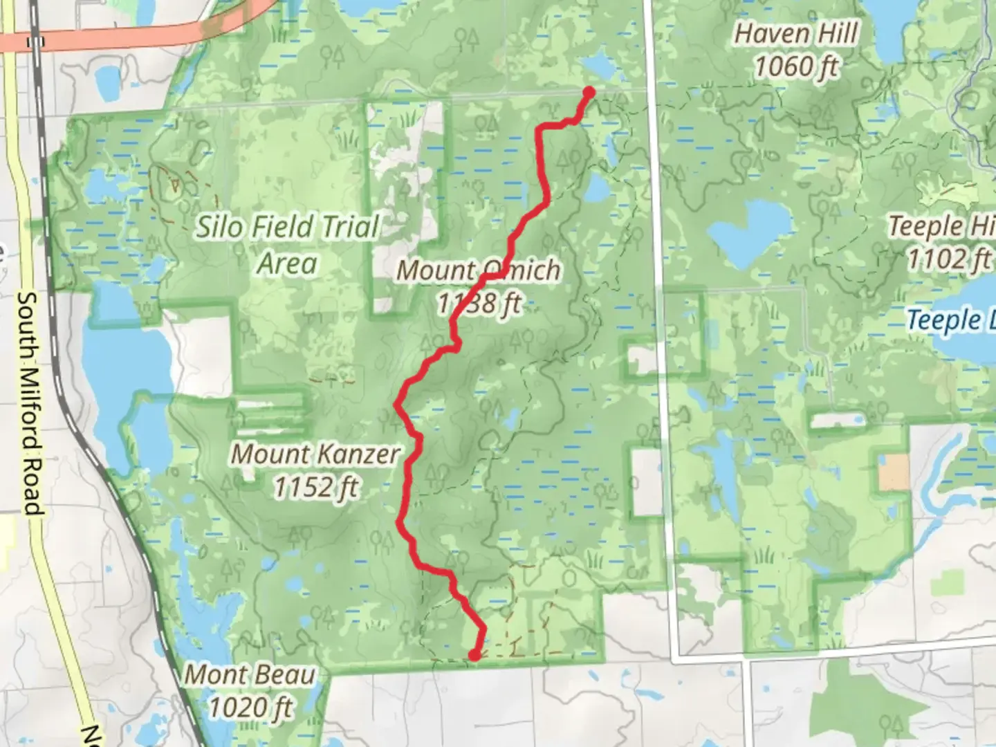 An image depicting the trail Mount Omich via West Loop and its surrounding area.