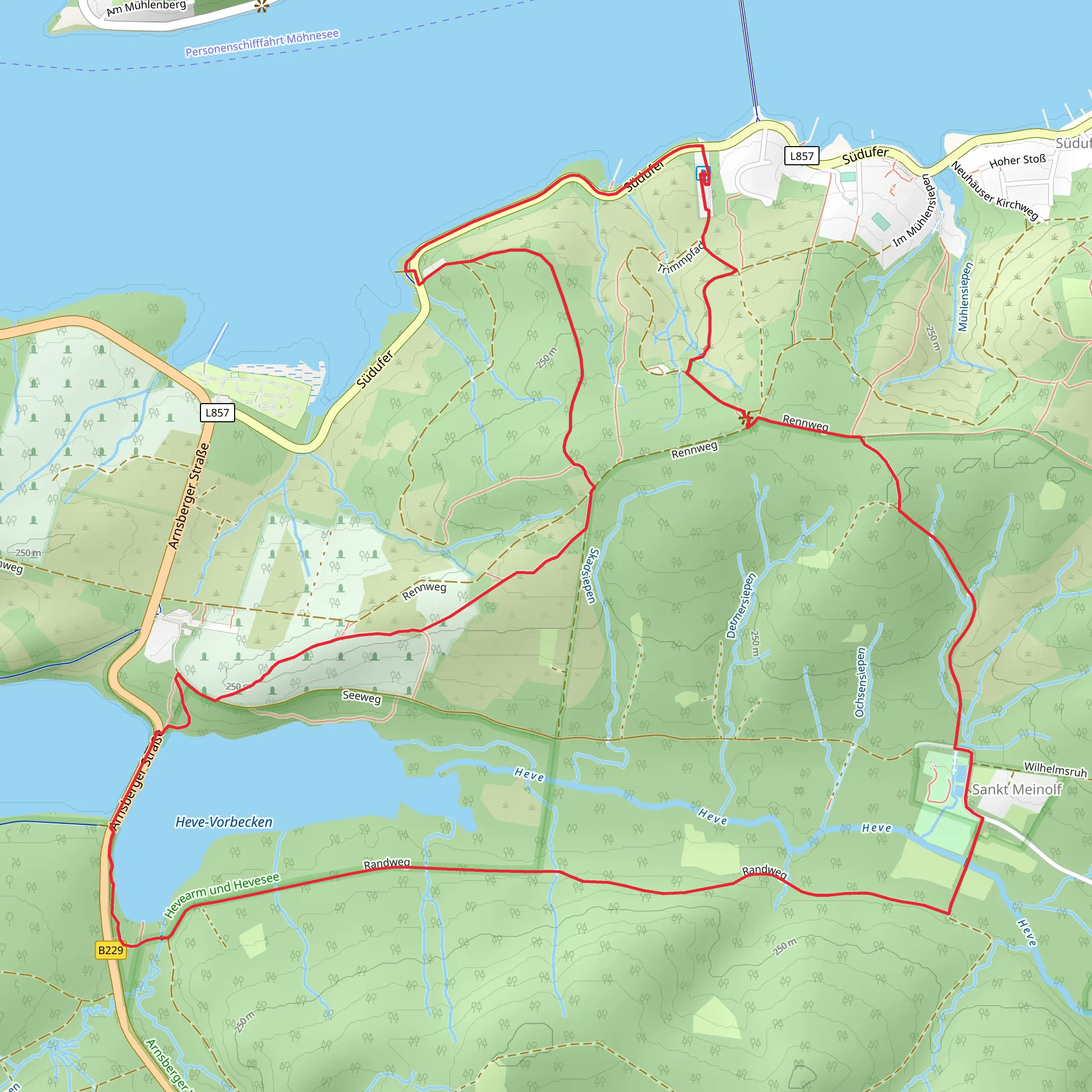Heve Vorbecken and Wildbachbrücke via Seeweg mobile static map