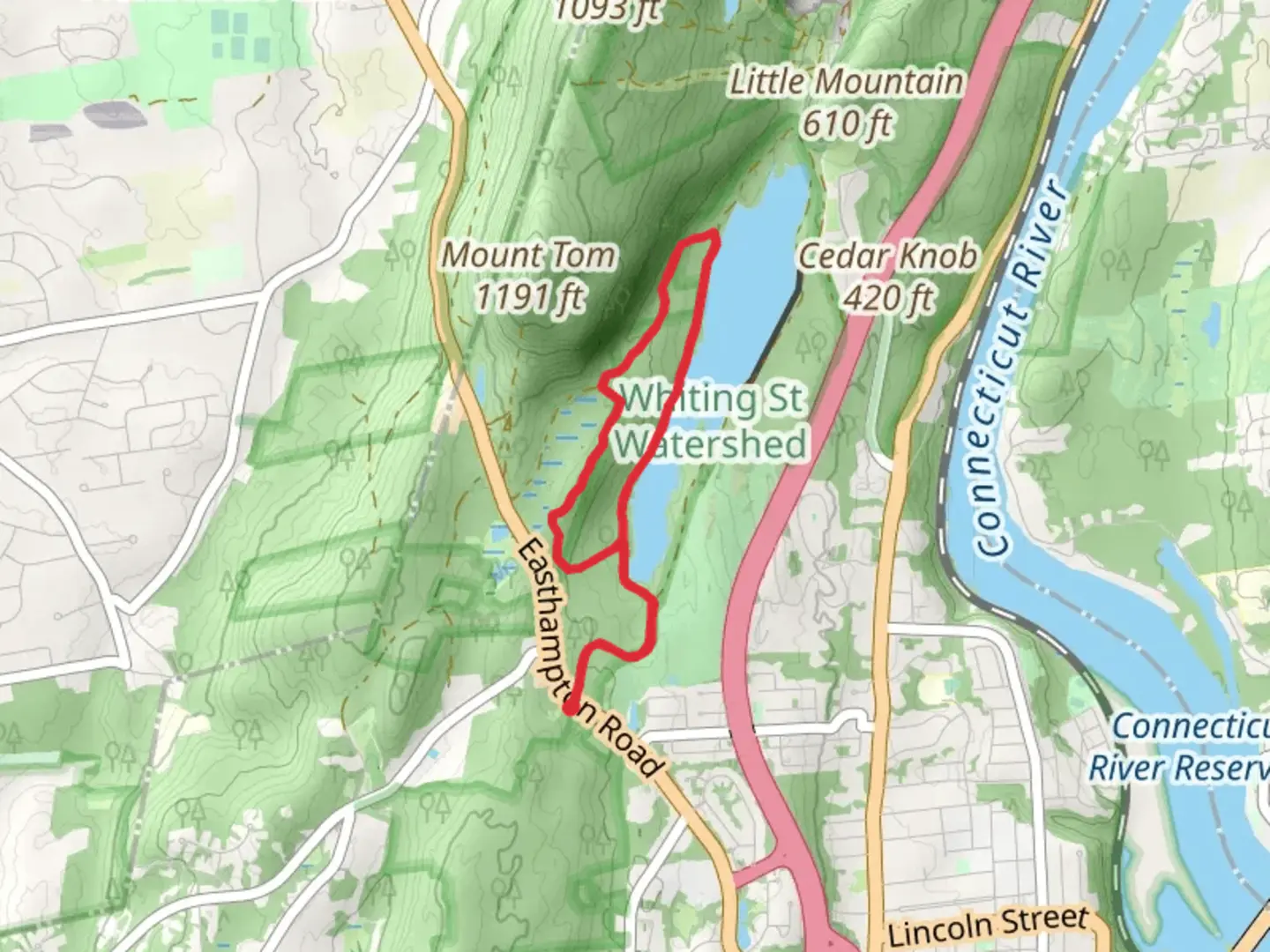 An image depicting the trail Whiting Street Reservoir Loop Trail and its surrounding area.