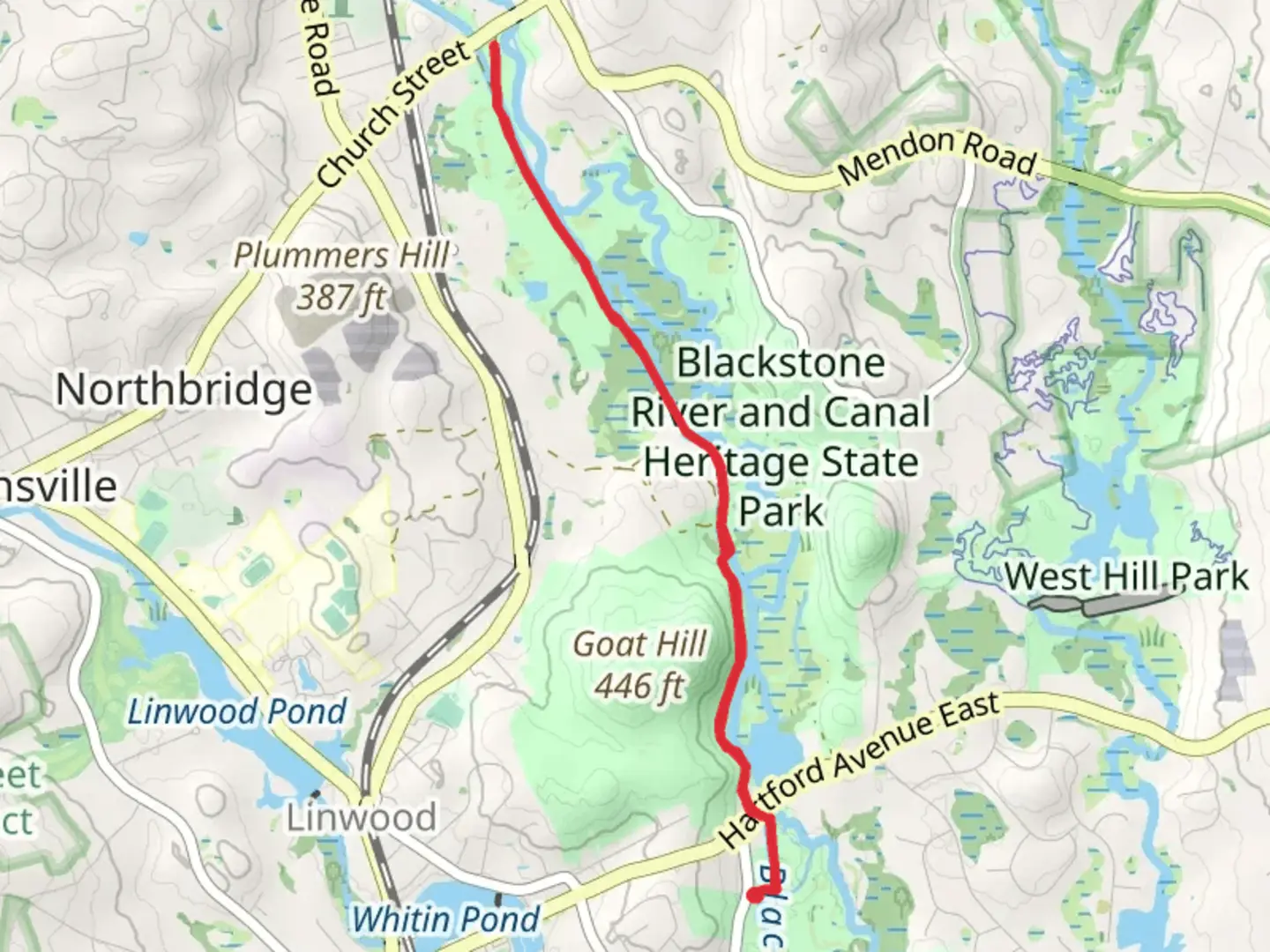 An image depicting the trail Blackstone River and Canal Hsp and its surrounding area.