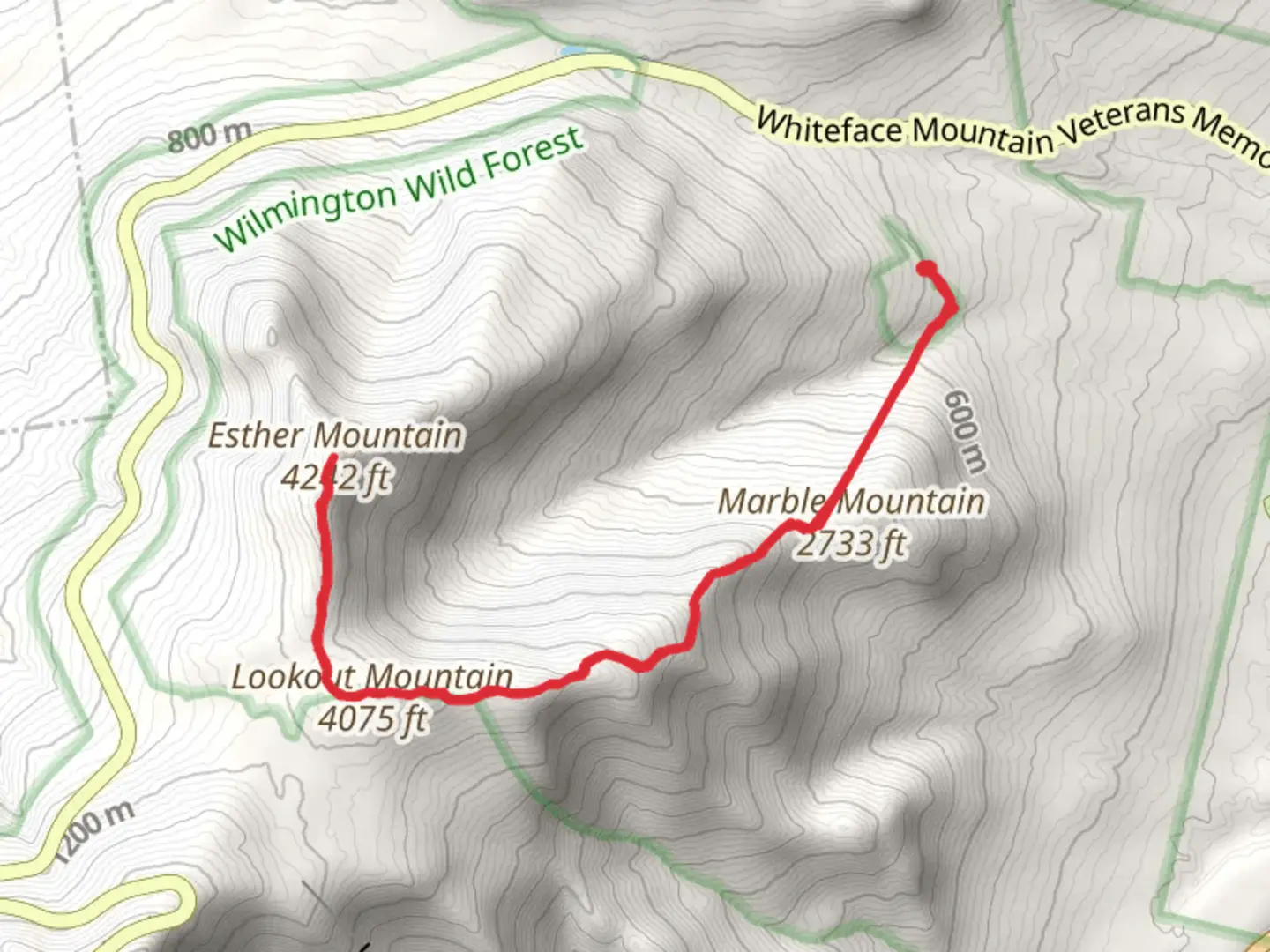 An image depicting the trail Esther Mountain via Marble Mountain Trail and its surrounding area.