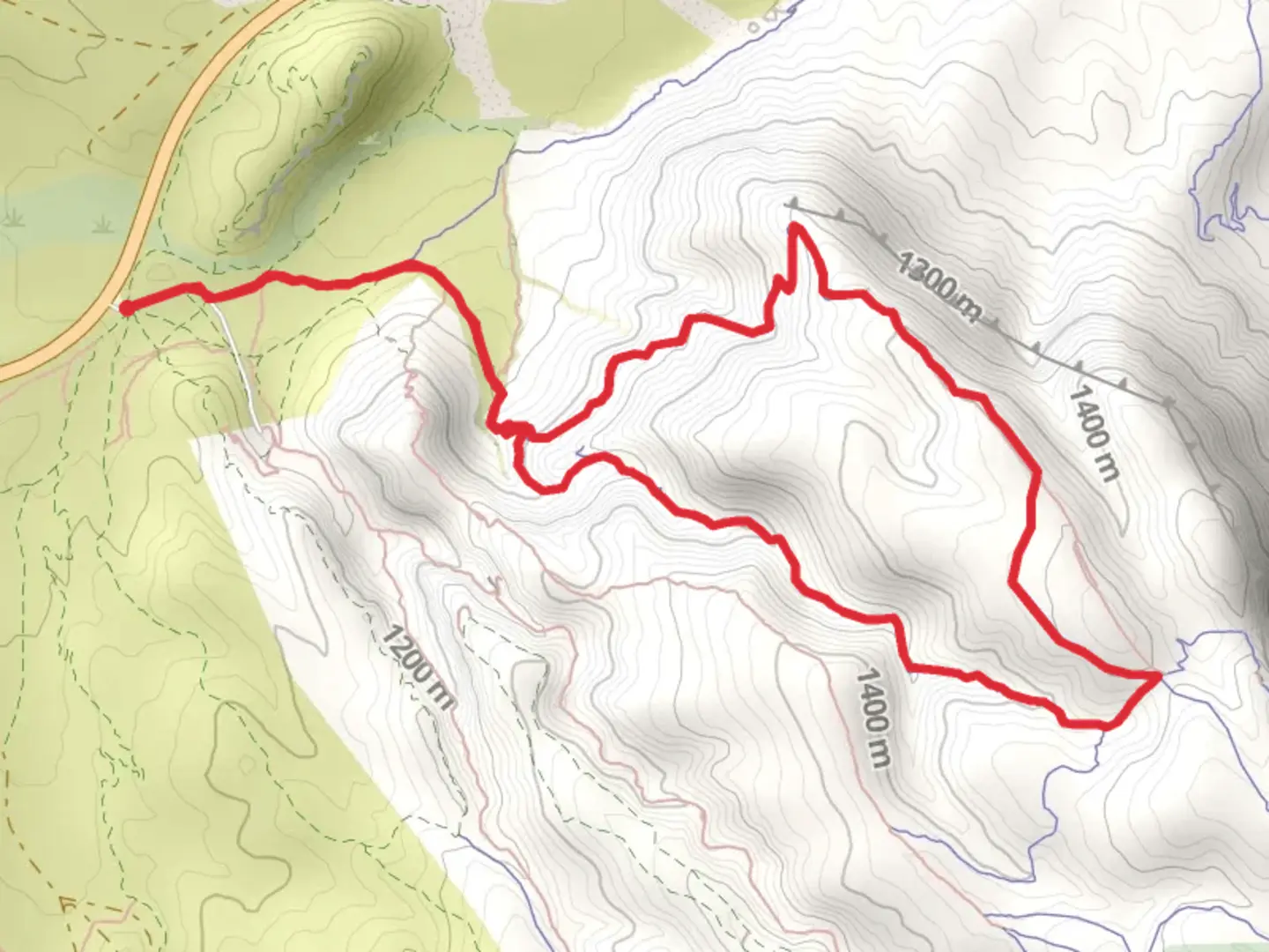 An image depicting the trail Bone Shaker, Bob Gnarly and Bomb Voyage Loop and its surrounding area.
