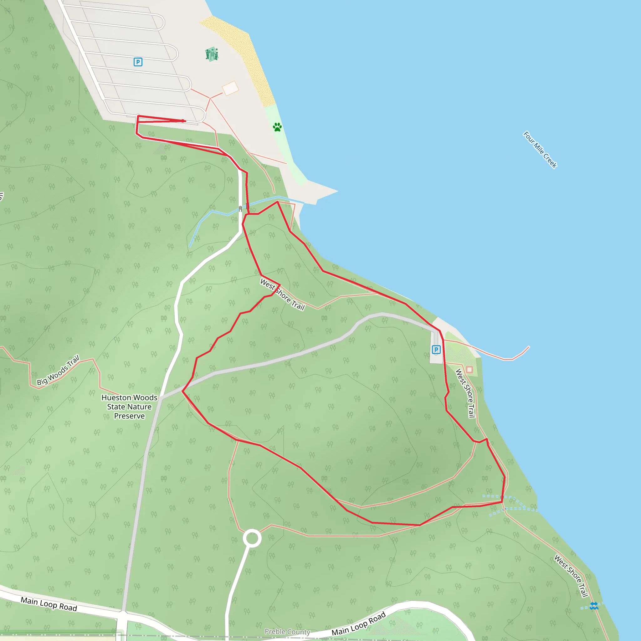 Acton Lake via West Shore Trail mobile static map