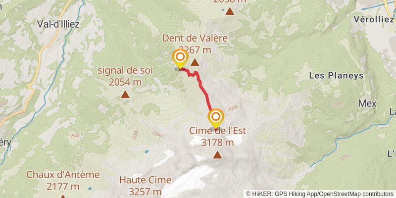Tour Des Dents Du Midi spur 1 Map