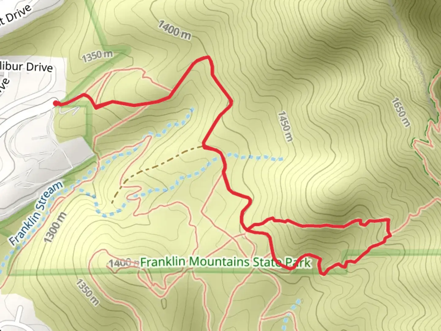 An image depicting the trail Thousand Steps Trail Loop and its surrounding area.