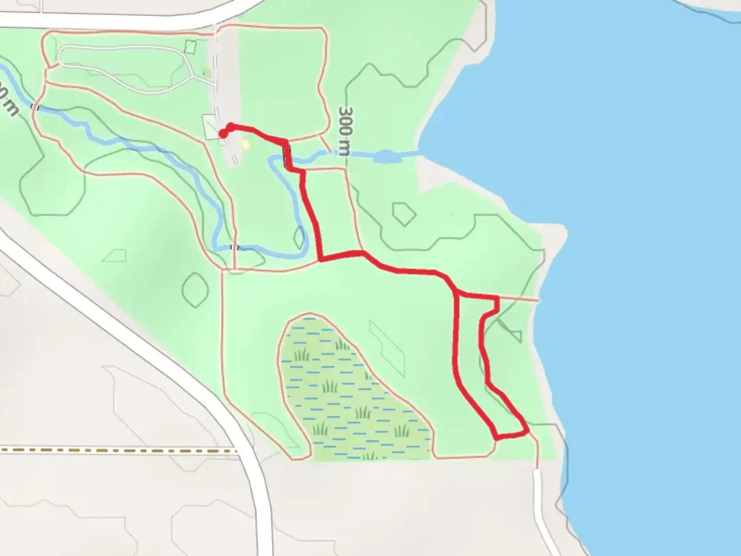 An image depicting the trail Washington's Woods, Dock and Canoe Trail and its surrounding area.