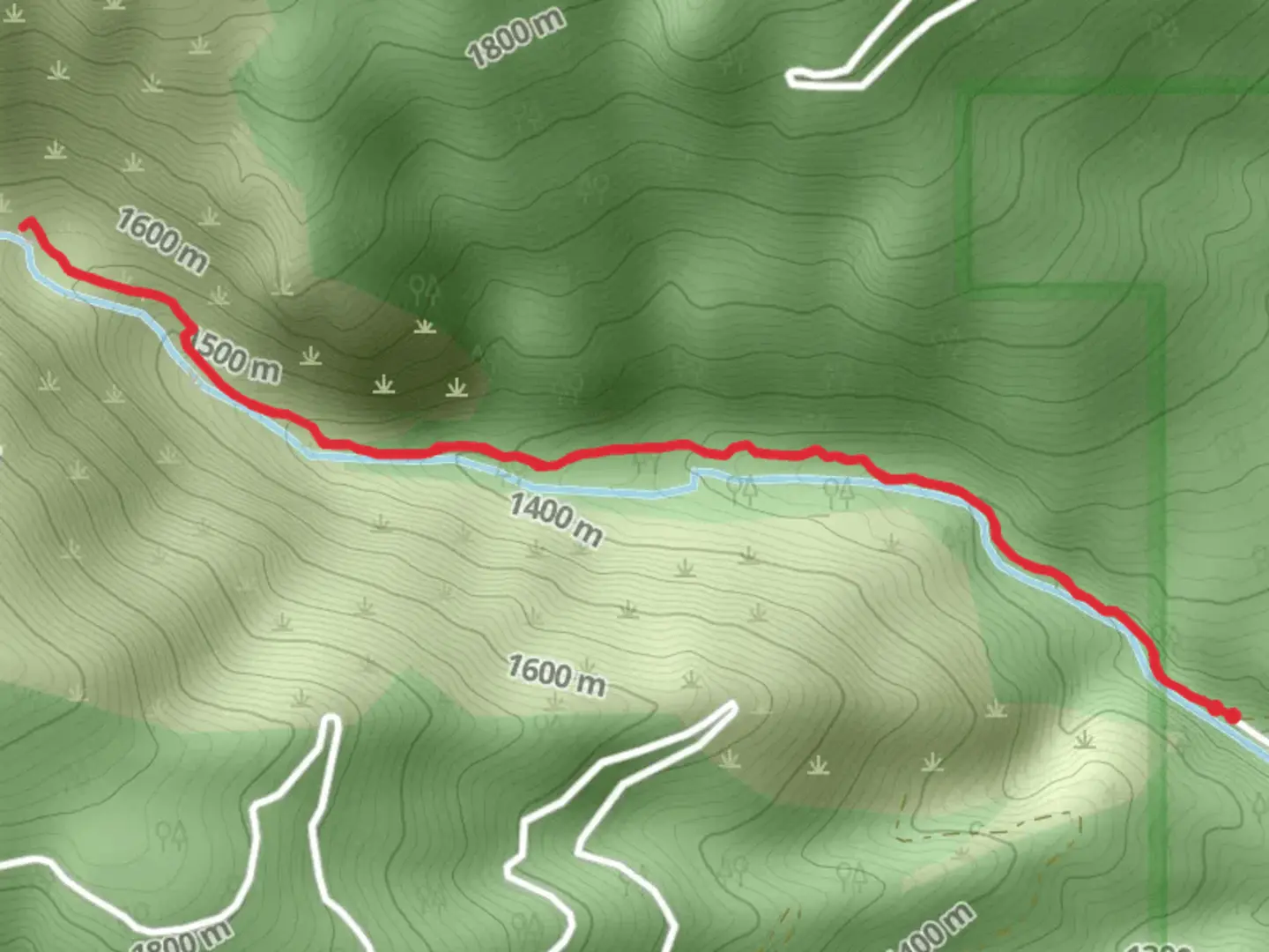An image depicting the trail Sweathouse Creek Trail and its surrounding area.