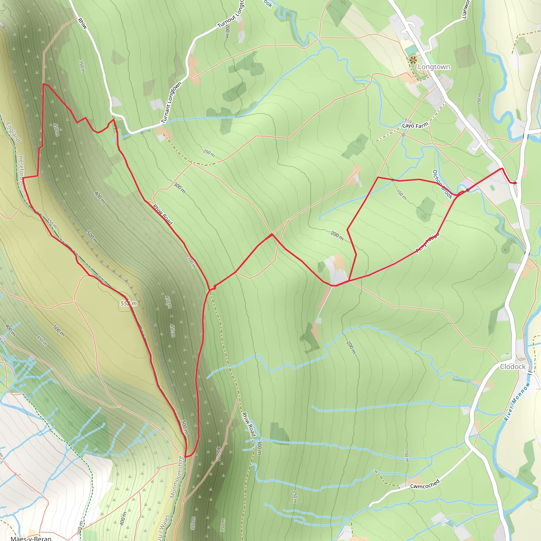 Penrhewr and Hatterrall Spring Loop mobile static map