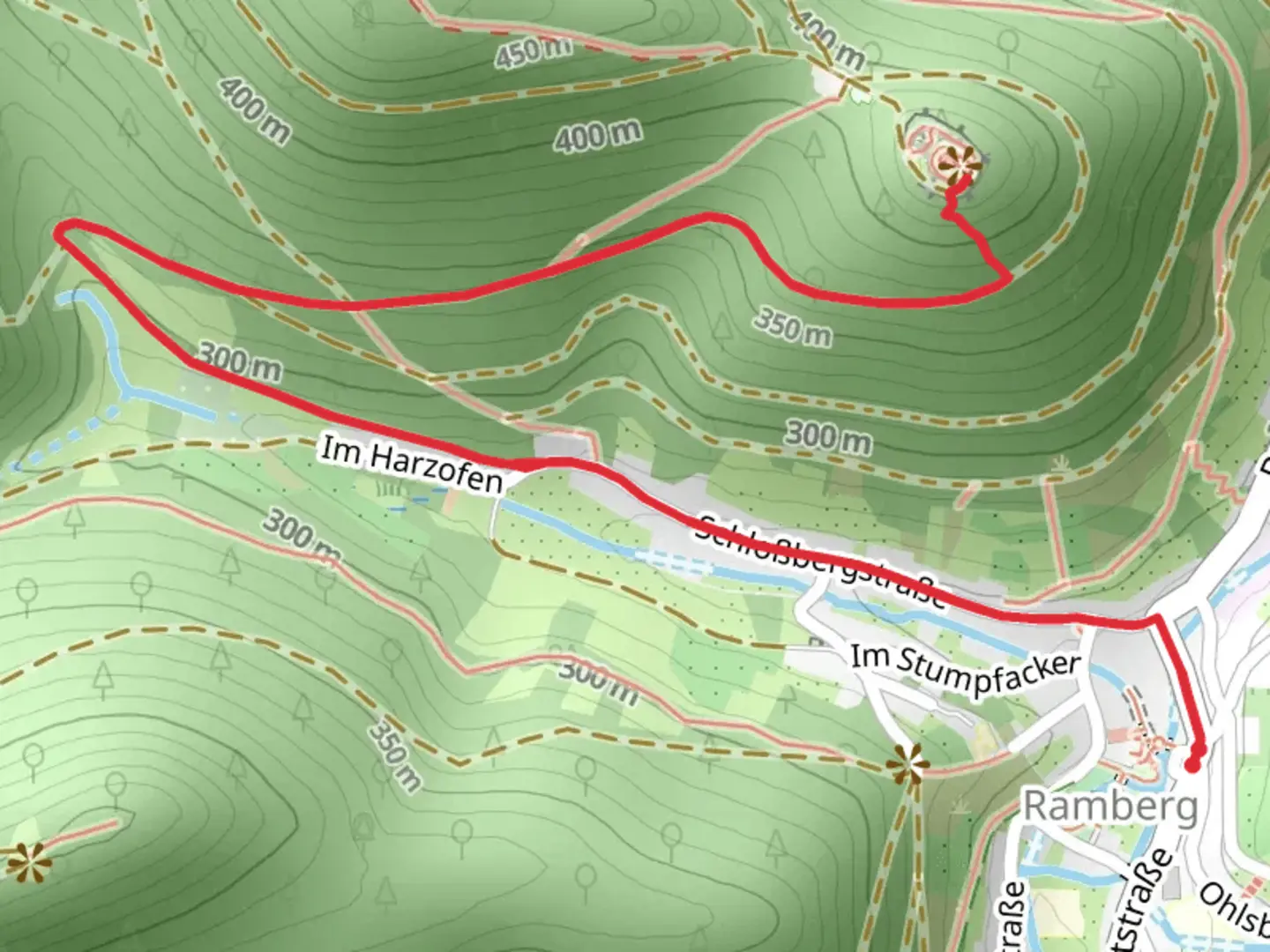 An image depicting the trail Ruine Ramburg Walk and its surrounding area.