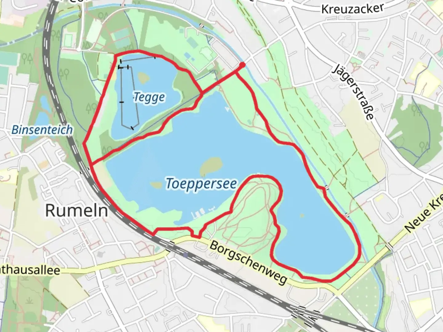An image depicting the trail Tegge and Toeppersee Walk and its surrounding area.