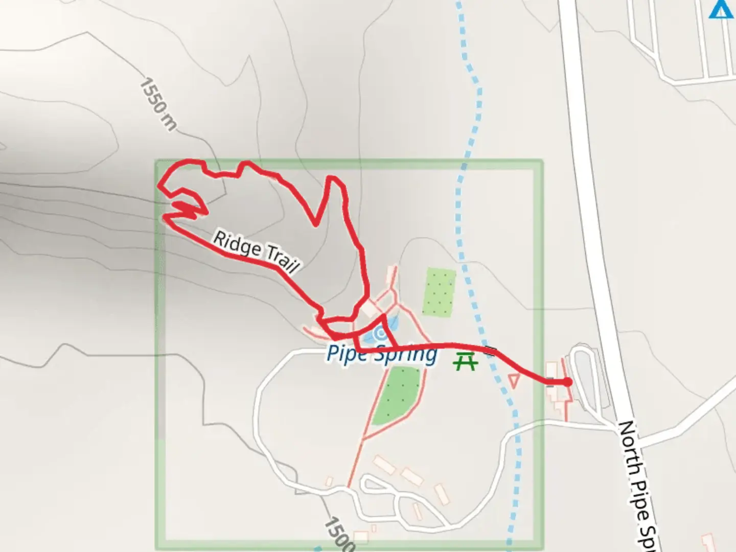An image depicting the trail Ridge Loop Trail - Pipe Spring Road and its surrounding area.
