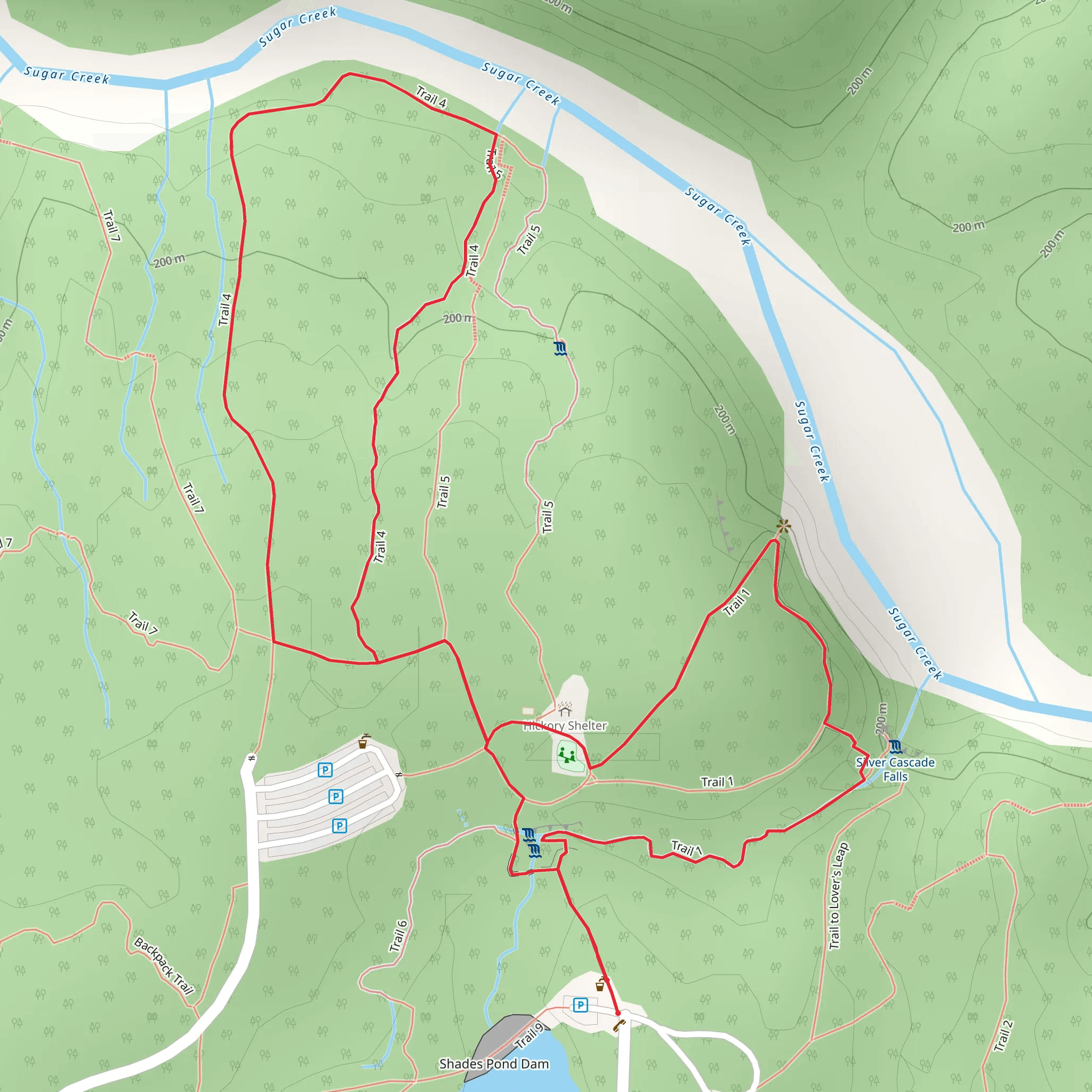 Trail 1 and 4 Loop - Shades Pond mobile static map