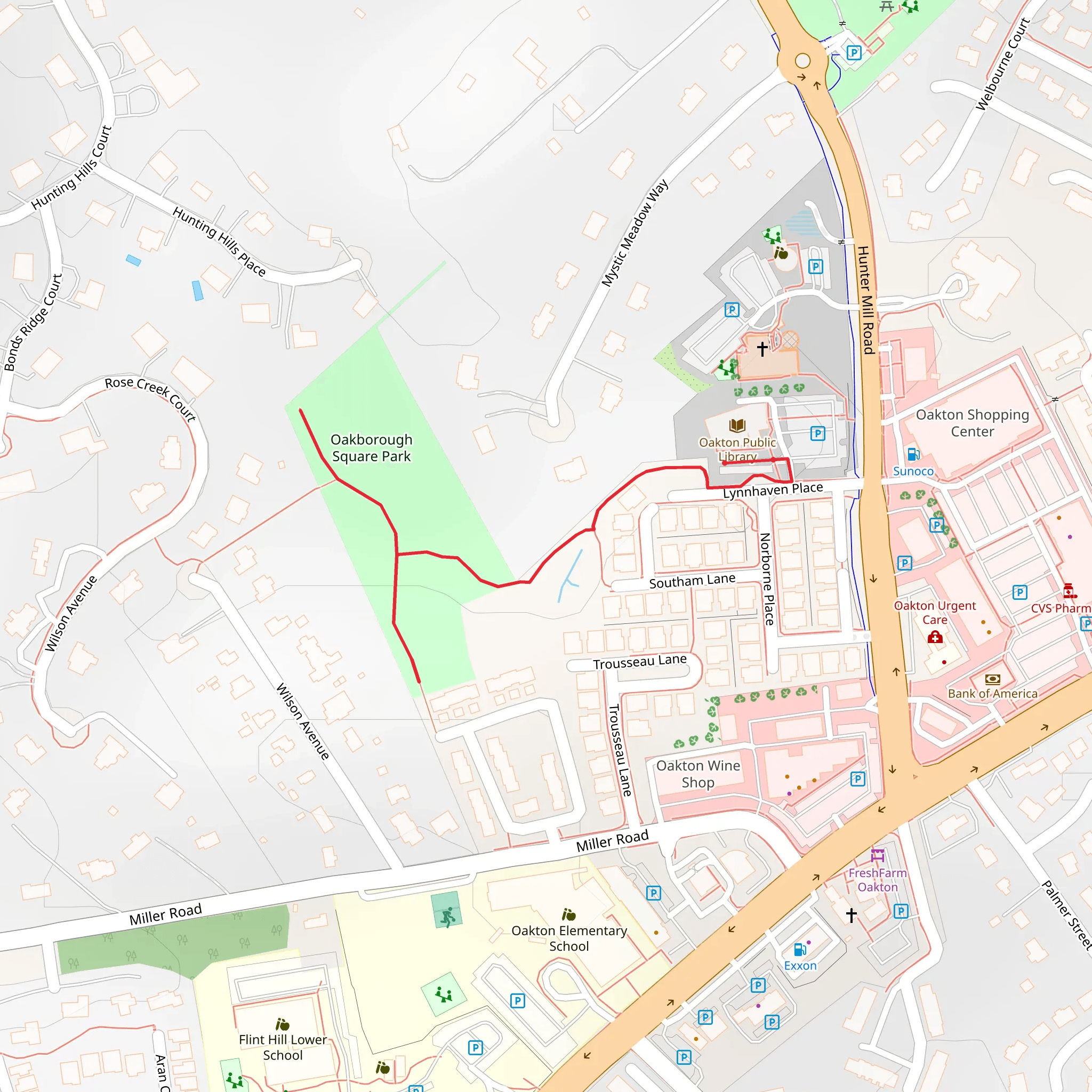 Oakborough Square Park Walk mobile static map