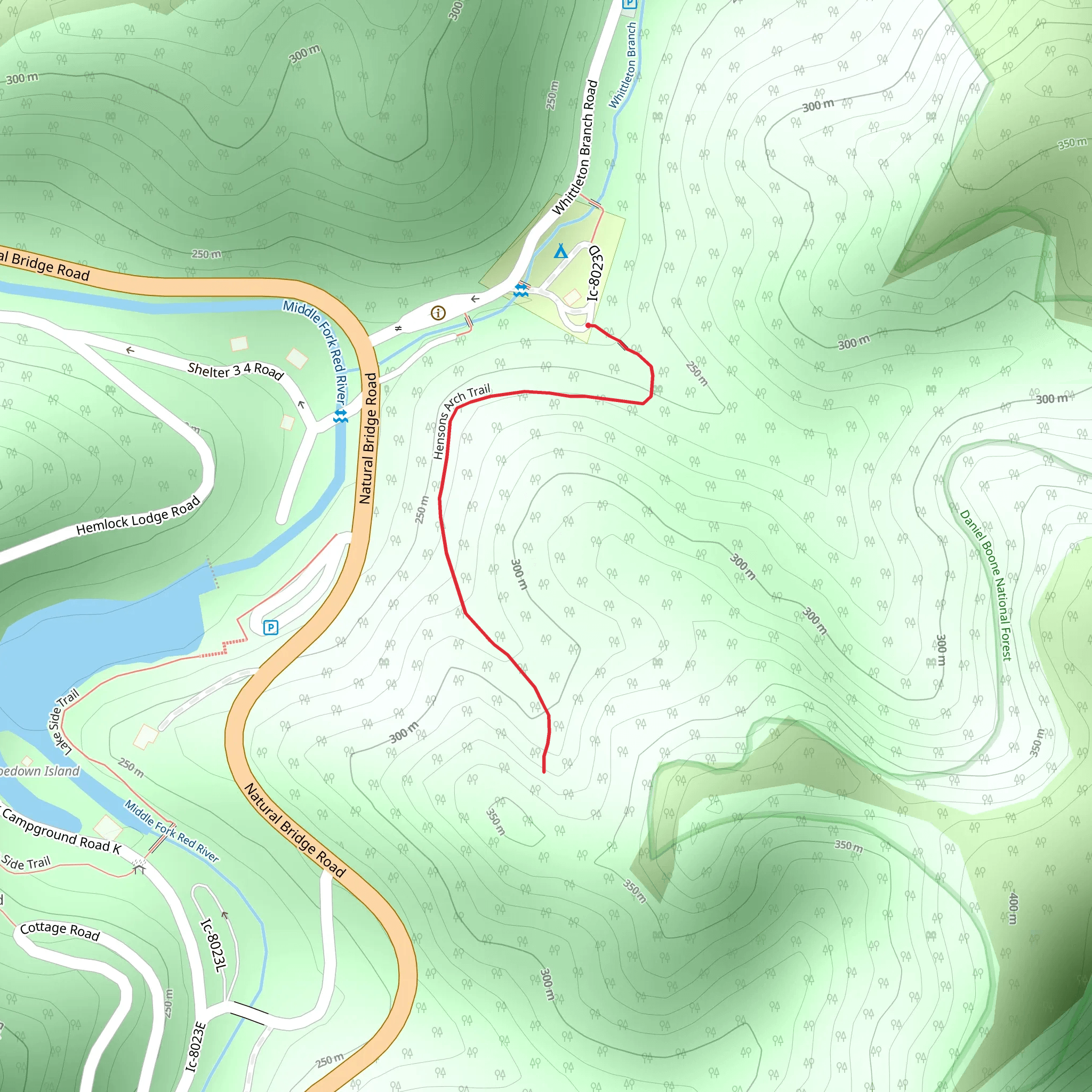 Hensons Arch Trail mobile static map