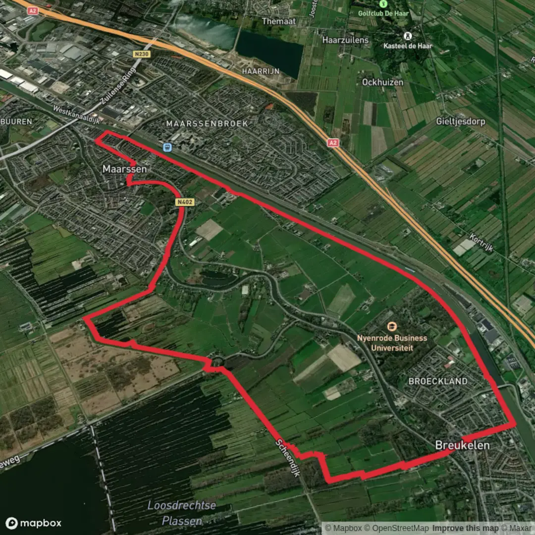 An image depicting the trail Zandpad and Konaaldijk Oost Loop and its surrounding area.