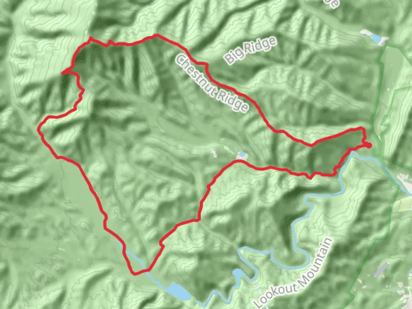 An image depicting the trail Wild Oak Trail, Little Bald Knob and North River Road Loop and its surrounding area.