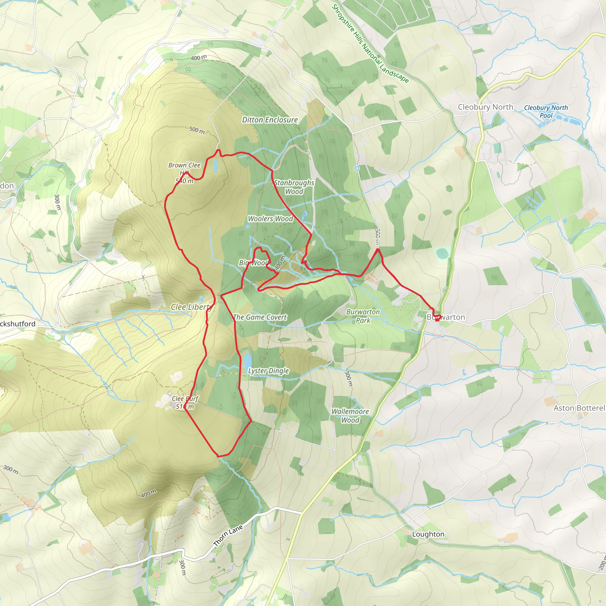 Brown Clee Hill and Clee Burf mobile static map