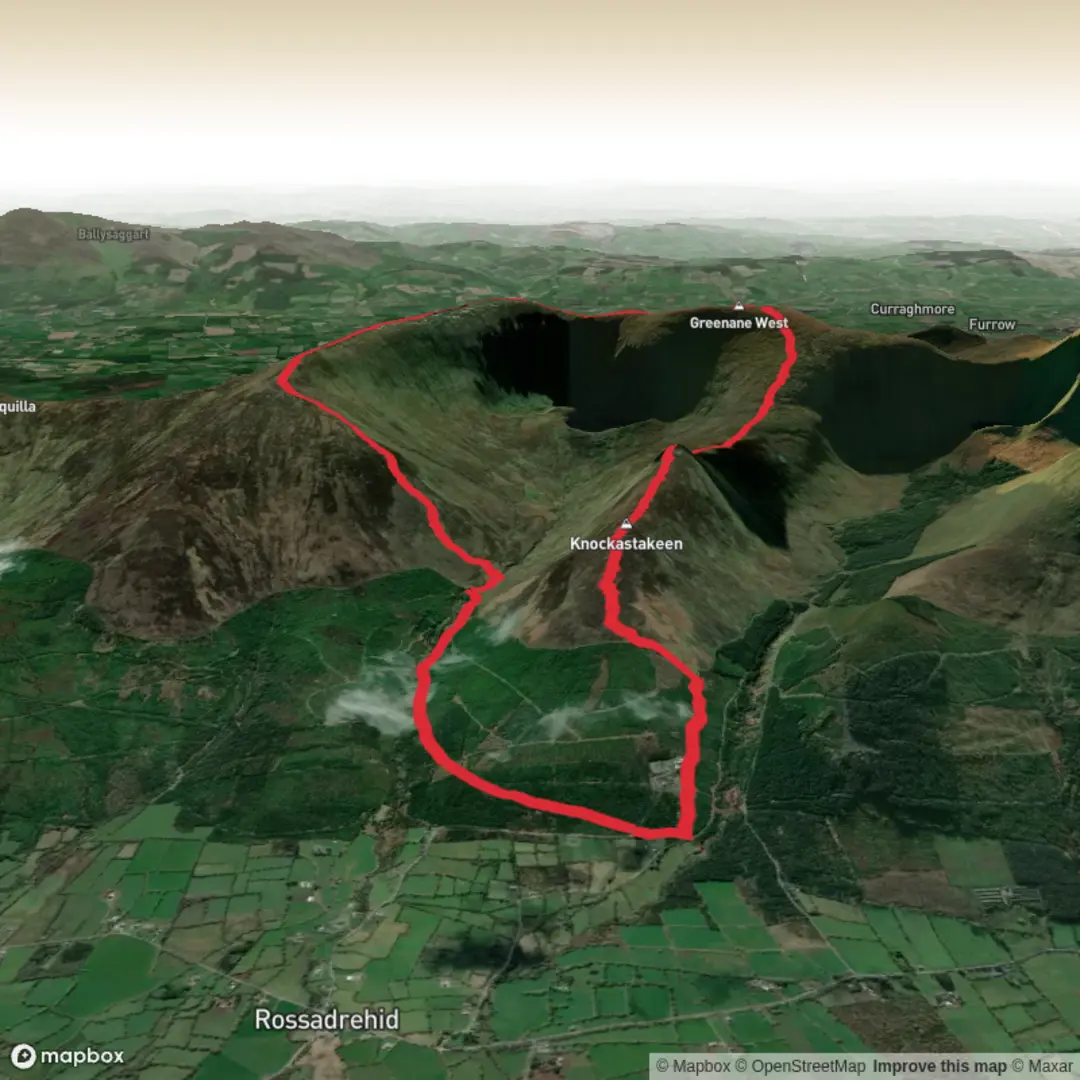 An image depicting the trail Circuit Lough Muskrey and its surrounding area.