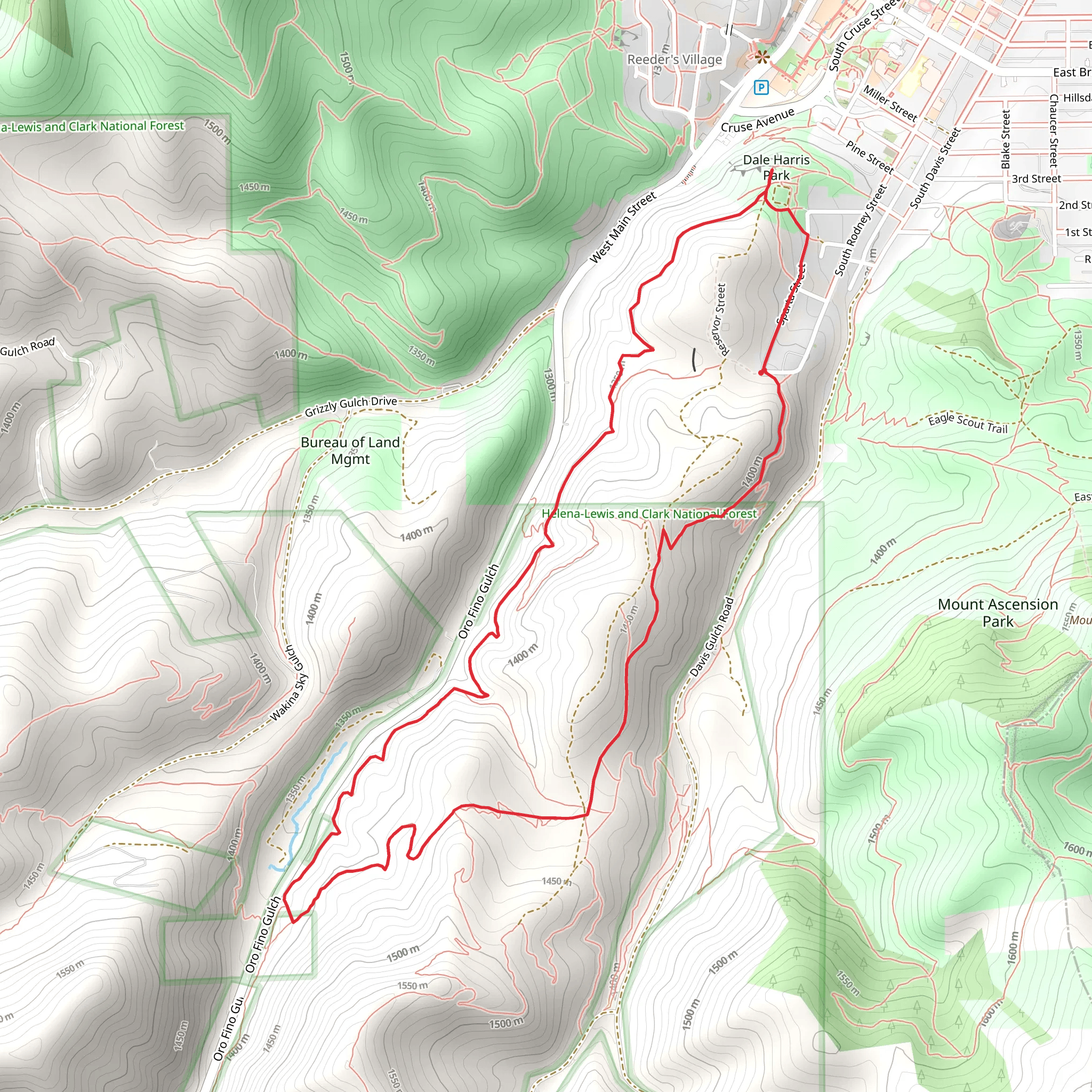 Rodney Ridge Trail and Dale Harris Park Loop mobile static map