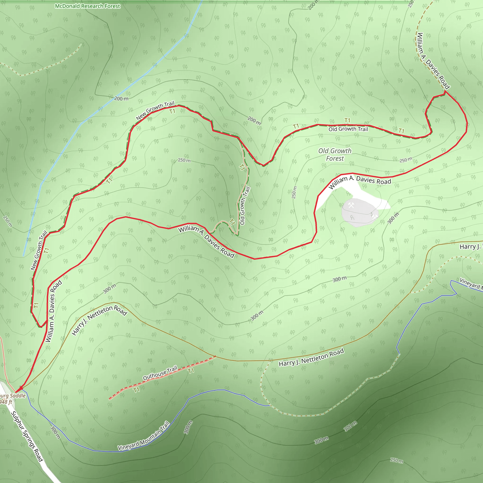 Old-New Growth Loop Trail mobile static map
