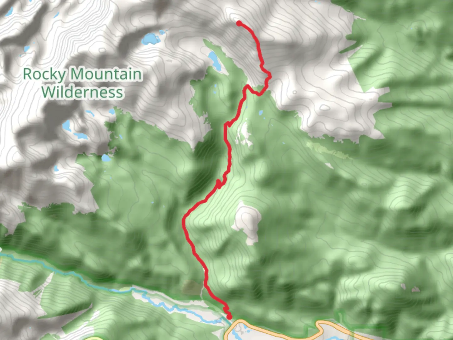 An image depicting the trail Mummy Mountain via Lawn Lake Trail and its surrounding area.