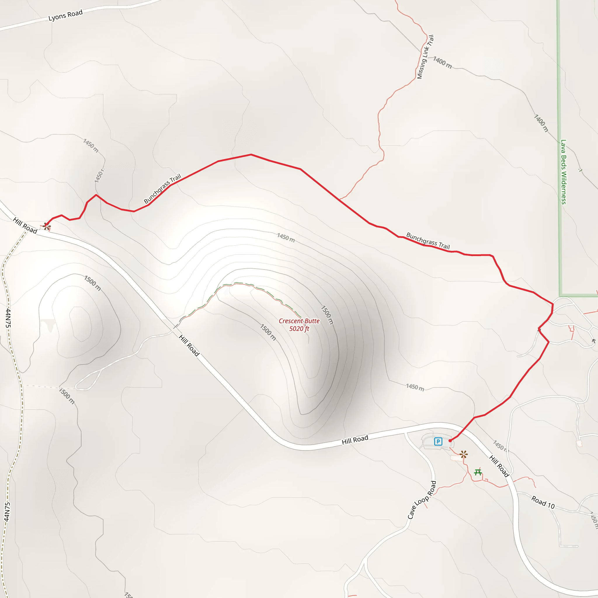Bunchgrass Trail mobile static map
