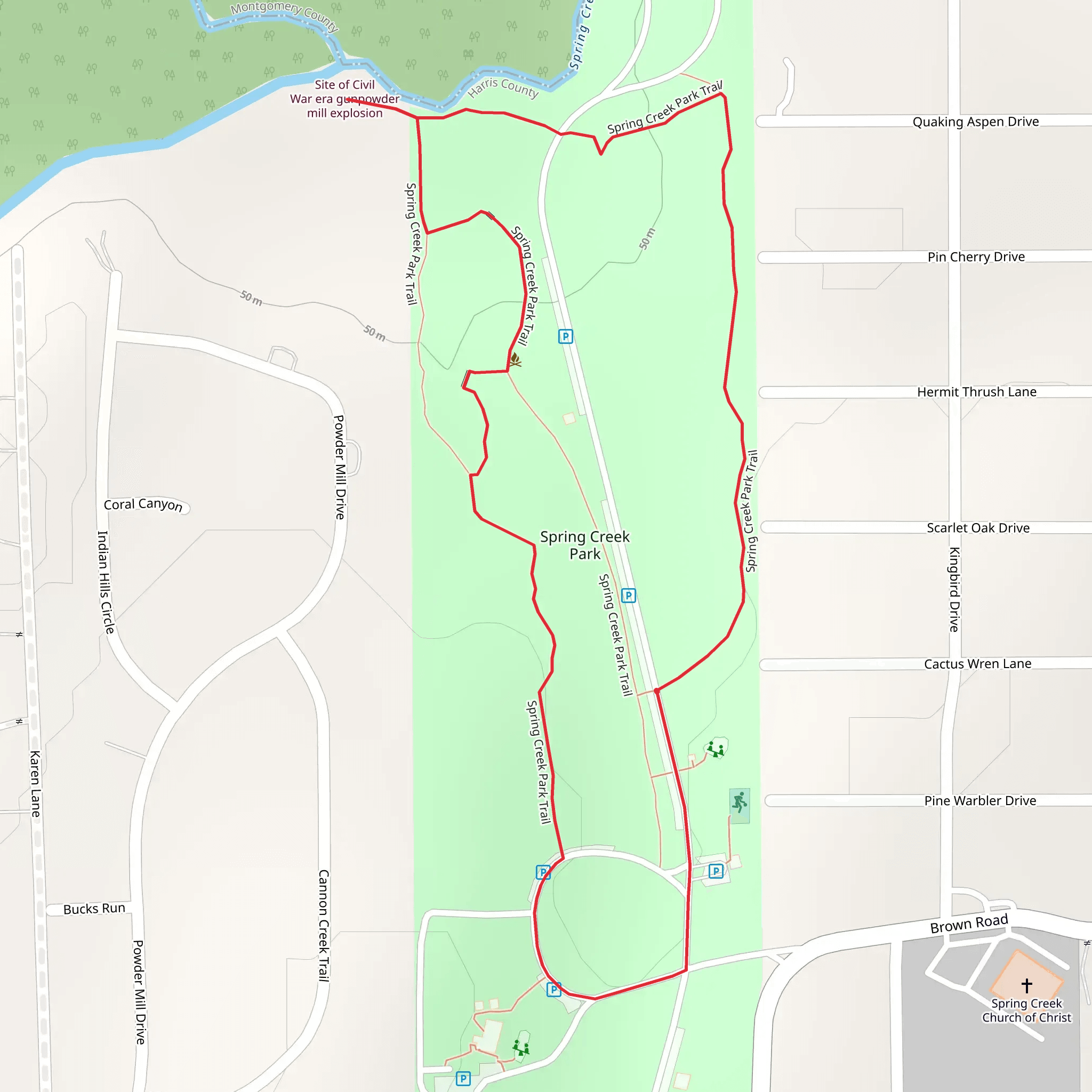 Spring Creek Park Trail mobile static map
