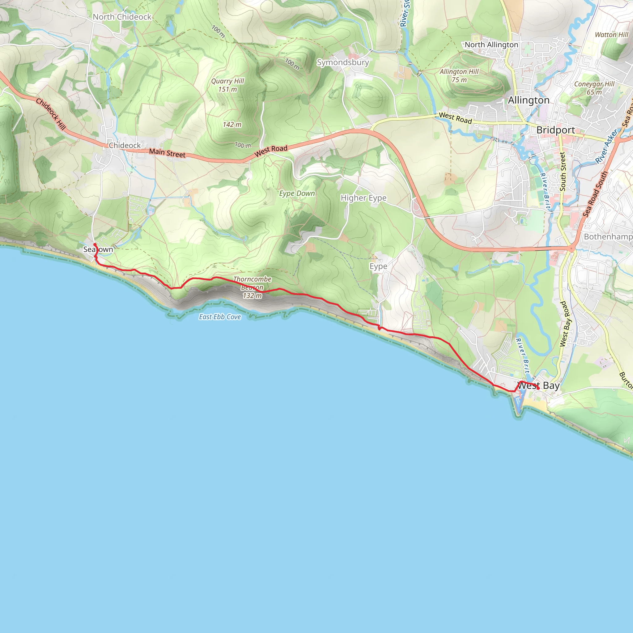West Bay to Seatown mobile static map