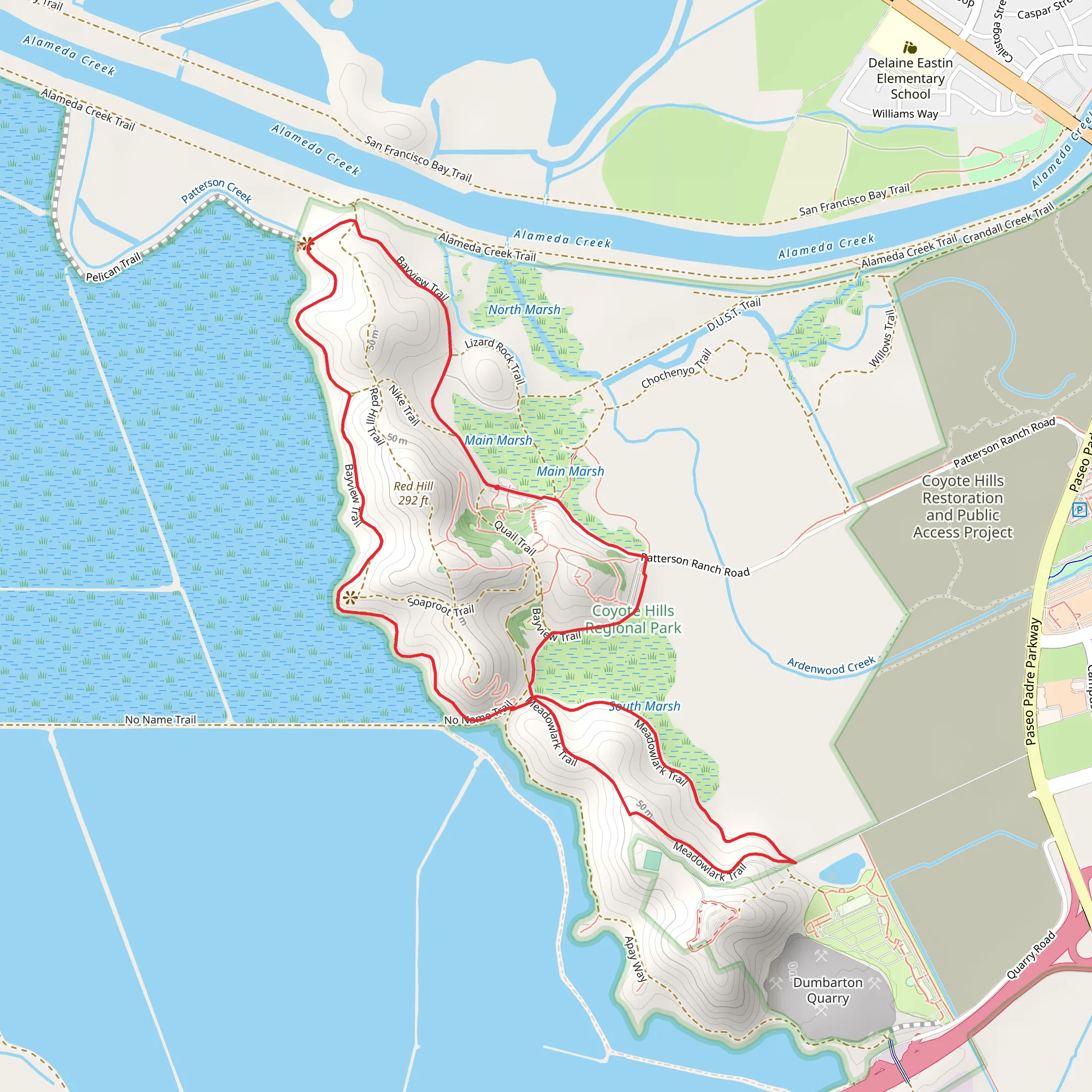 Meadowlark and Bayview Loop Trail mobile static map